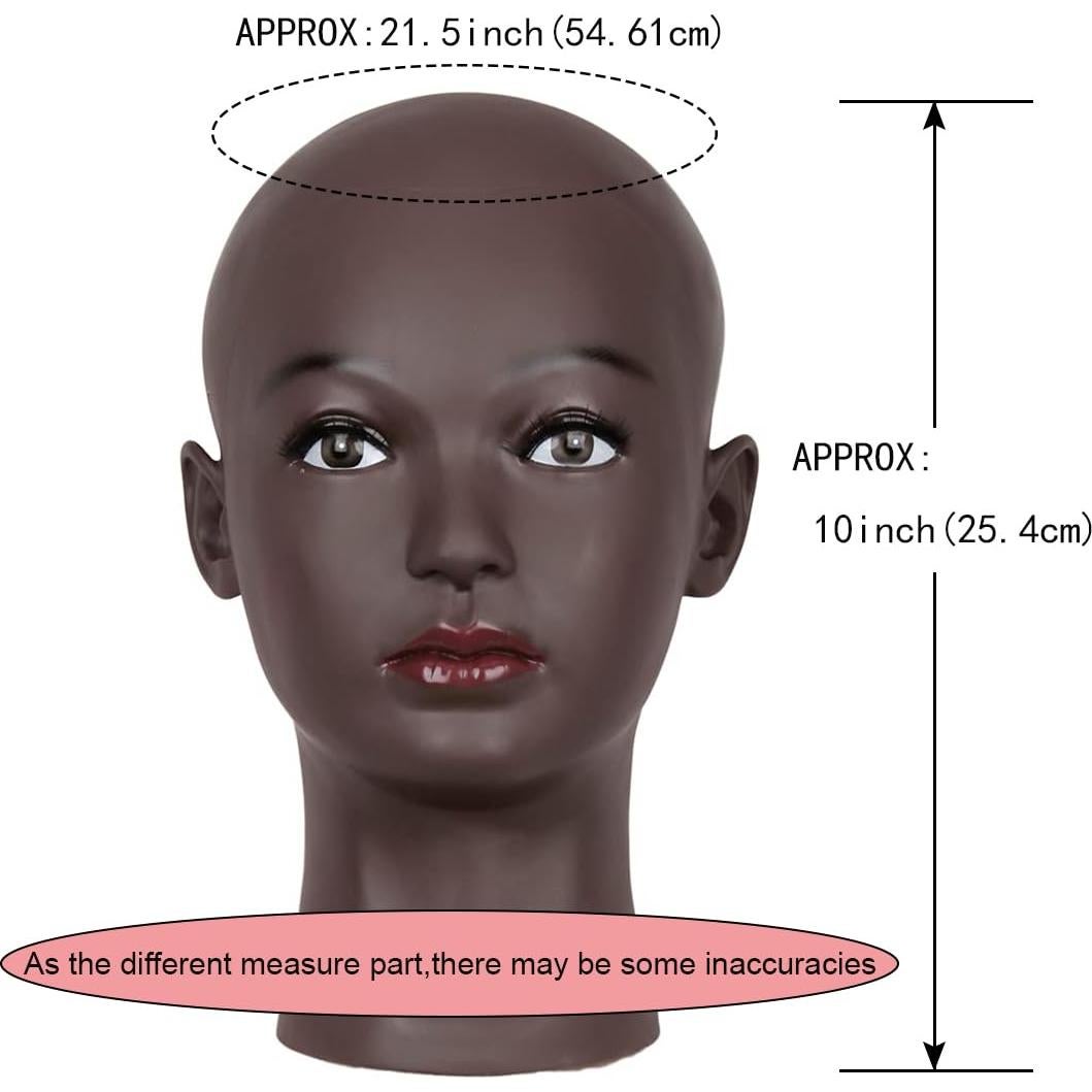 Cabeza de Maniquí Calva Femenina HAIRWAY 21.5" Negra PVC