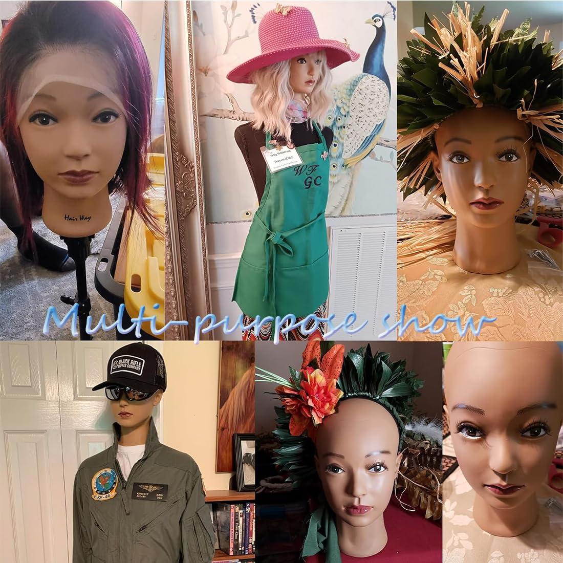 Cabeza de Maniquí Calva Femenina HAIRWAY 21.5" Negra PVC