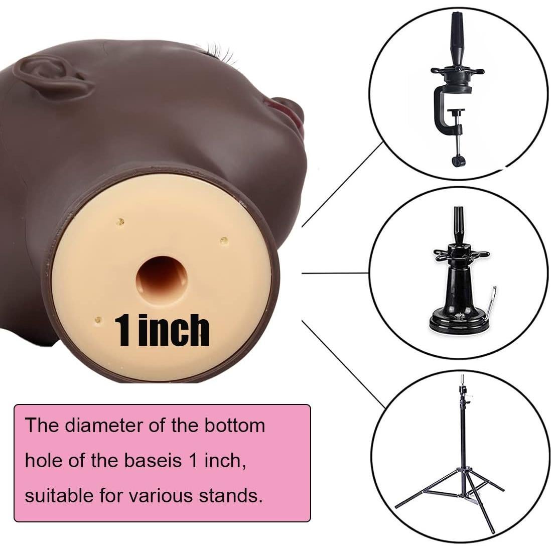 Cabeza de Maniquí Calva Femenina HAIRWAY 21.5" Negra PVC