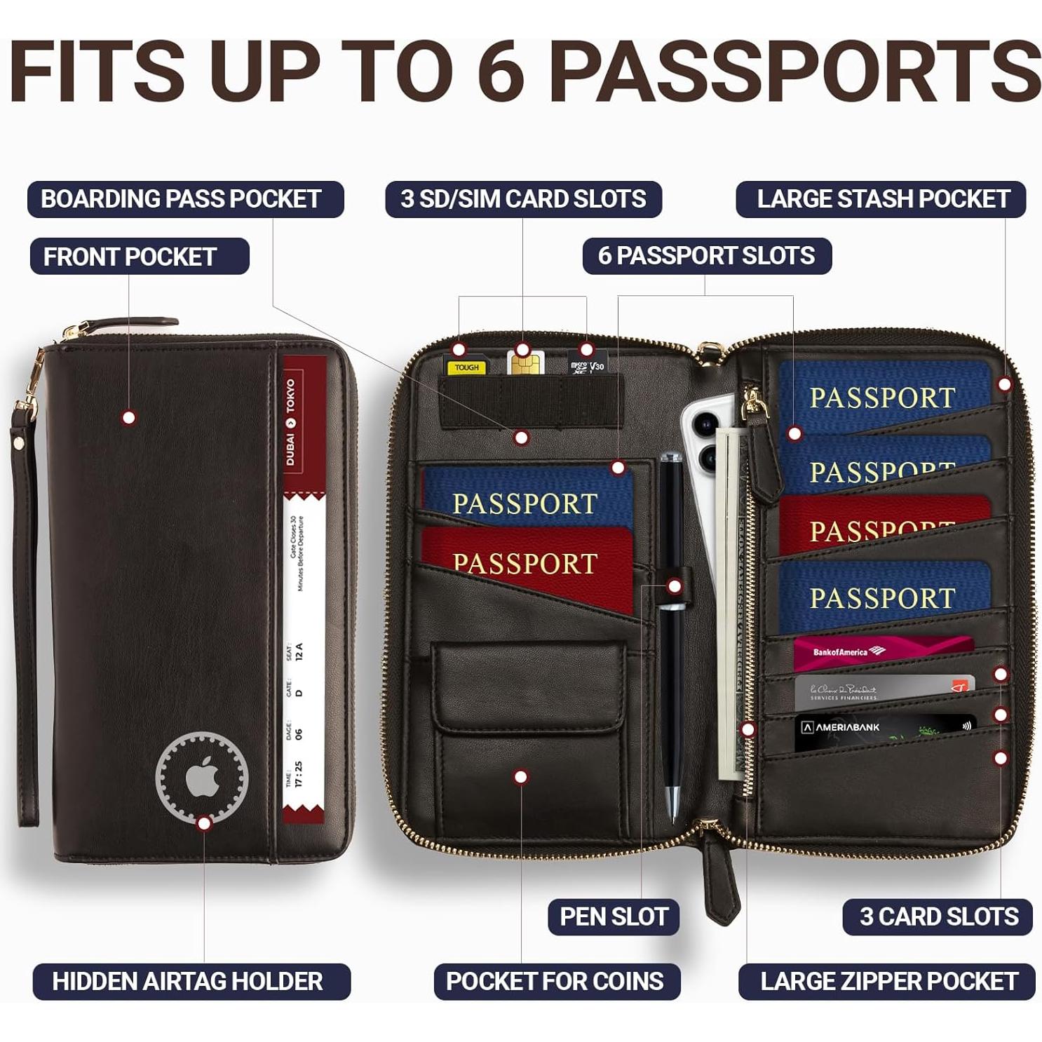 Organizador de Documentos de Viaje Apadi - Cartera Pasaporte RFID