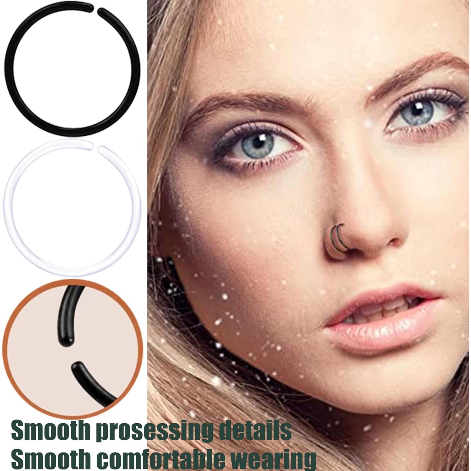 60 Anillos Antialérgicos 20G Qualima para Orejas y Nariz