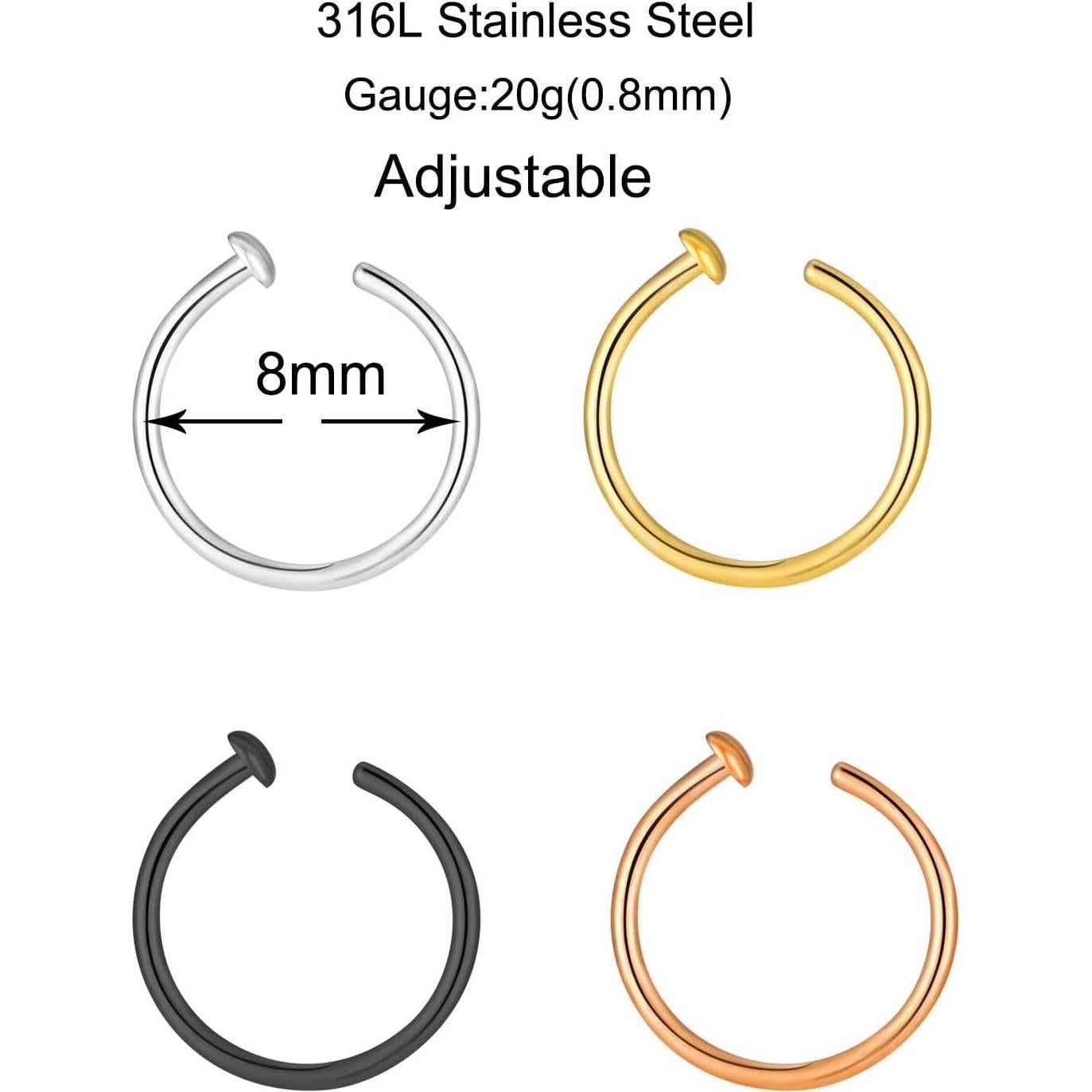 Anillo de Nariz Doble Espiral Acero Inoxidable 8mm 20g