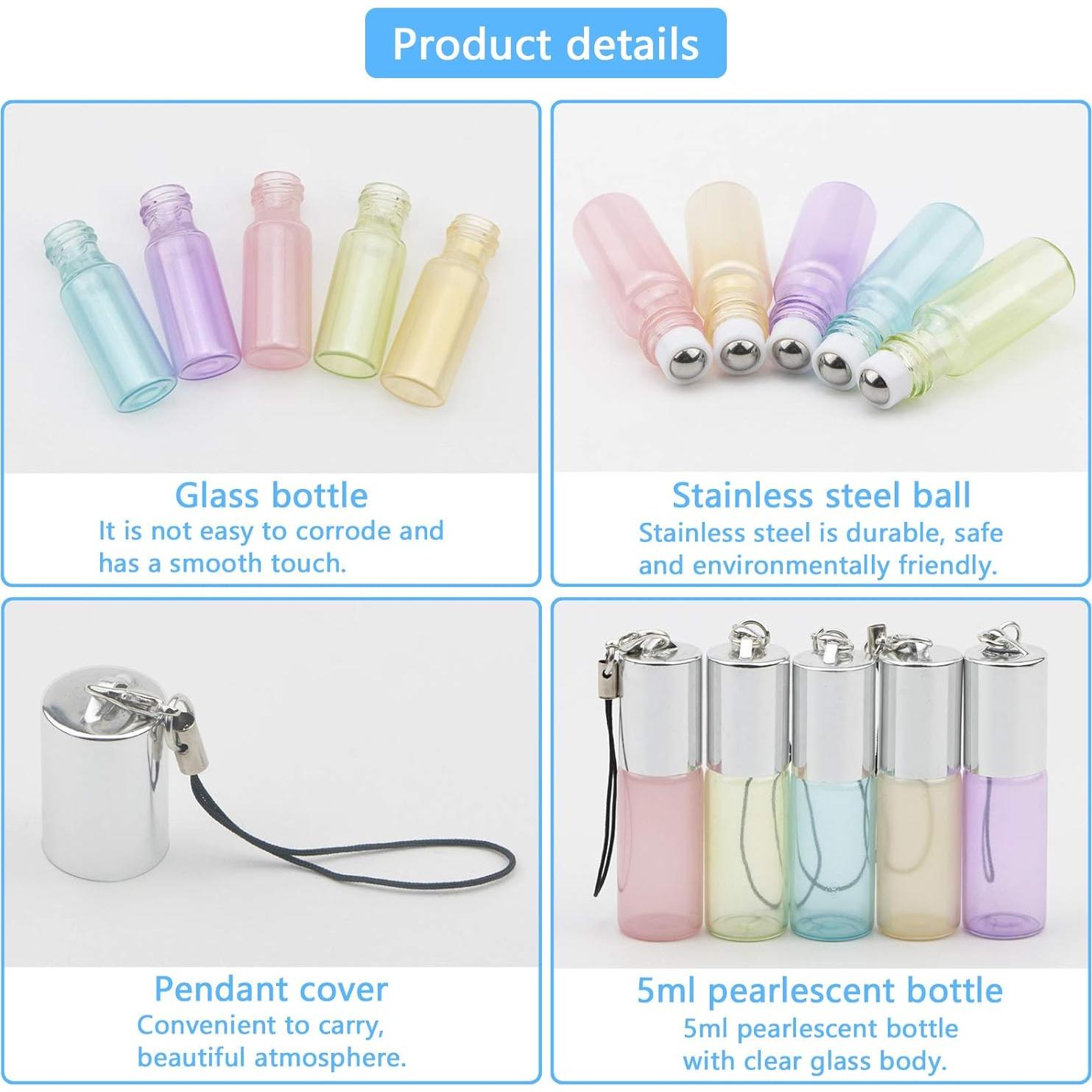 Juego de 10 Botellas de Vidrio Roll-on 5ml Newzoll para Aceites