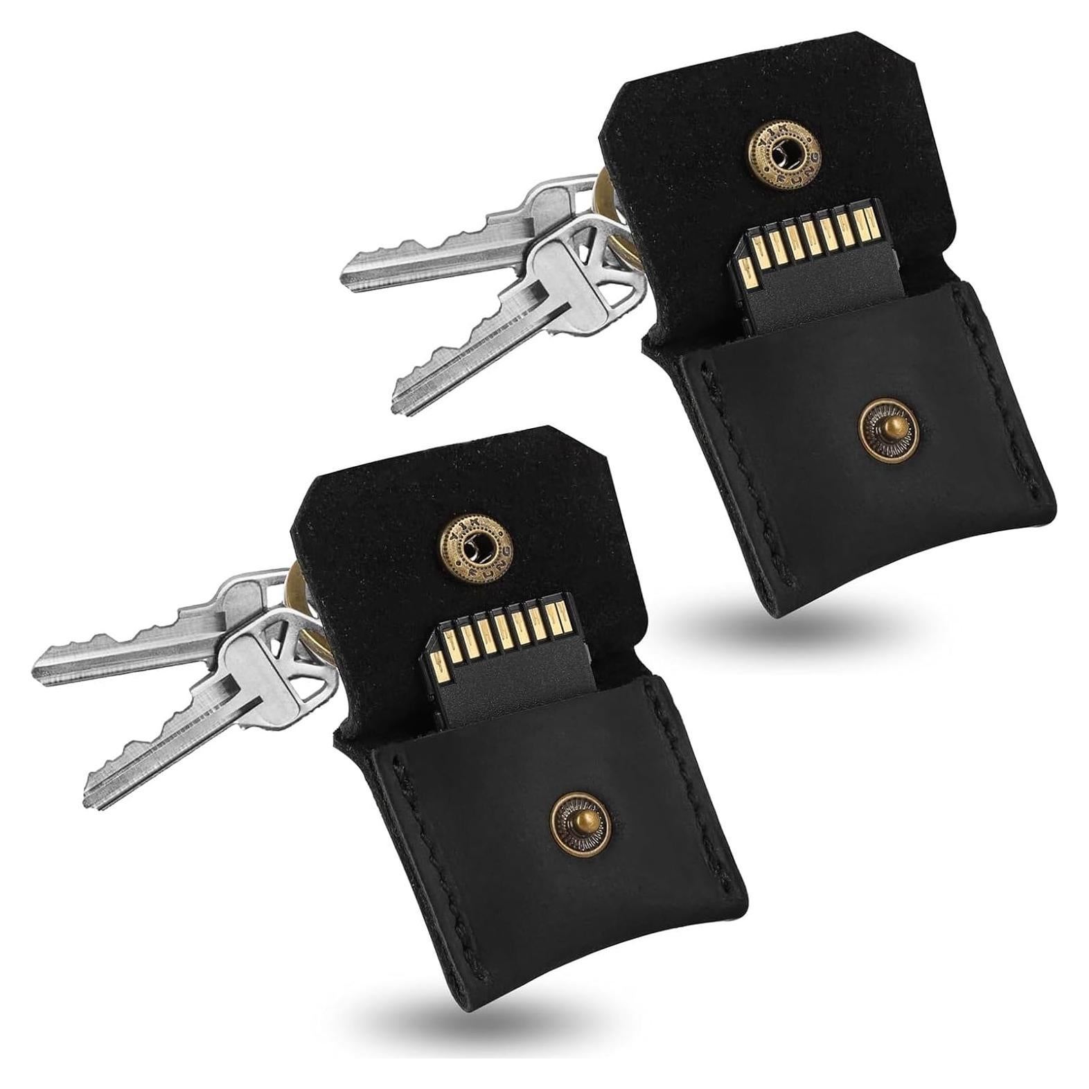 Funda de Cuero Genuino Jack&Chris para Tarjetas SD - 2 Paquetes