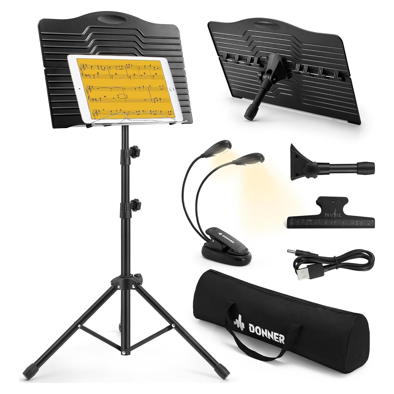 Soporte de Partituras Donner DMS-1 con Luz Ajustable 41.91-144.78 cm