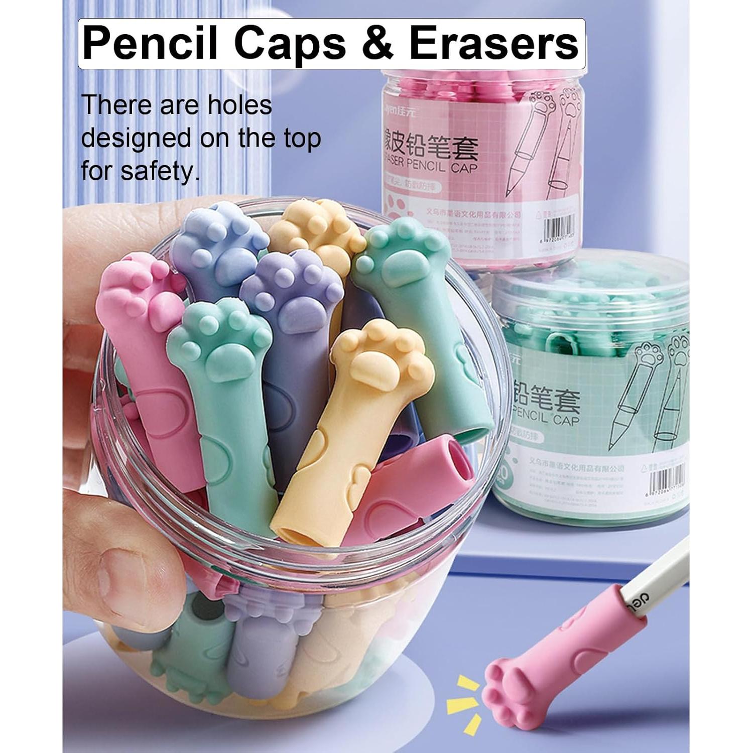 30 Tapas de Lápiz Goma de Borrar MOZXIRZ Patita de Gato