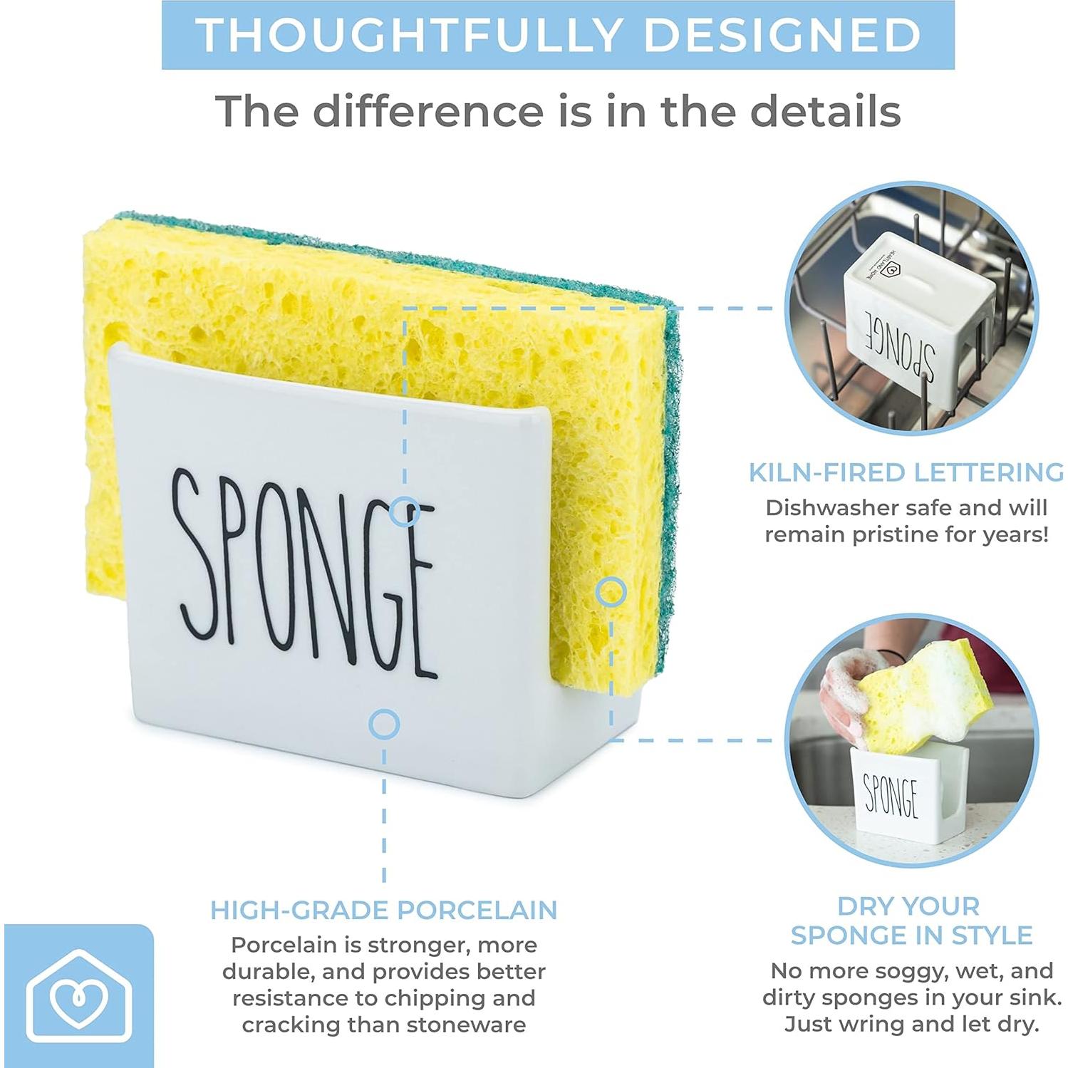 Soporte de Esponja de Porcelana Heartland Home - Organizador de Fregadero