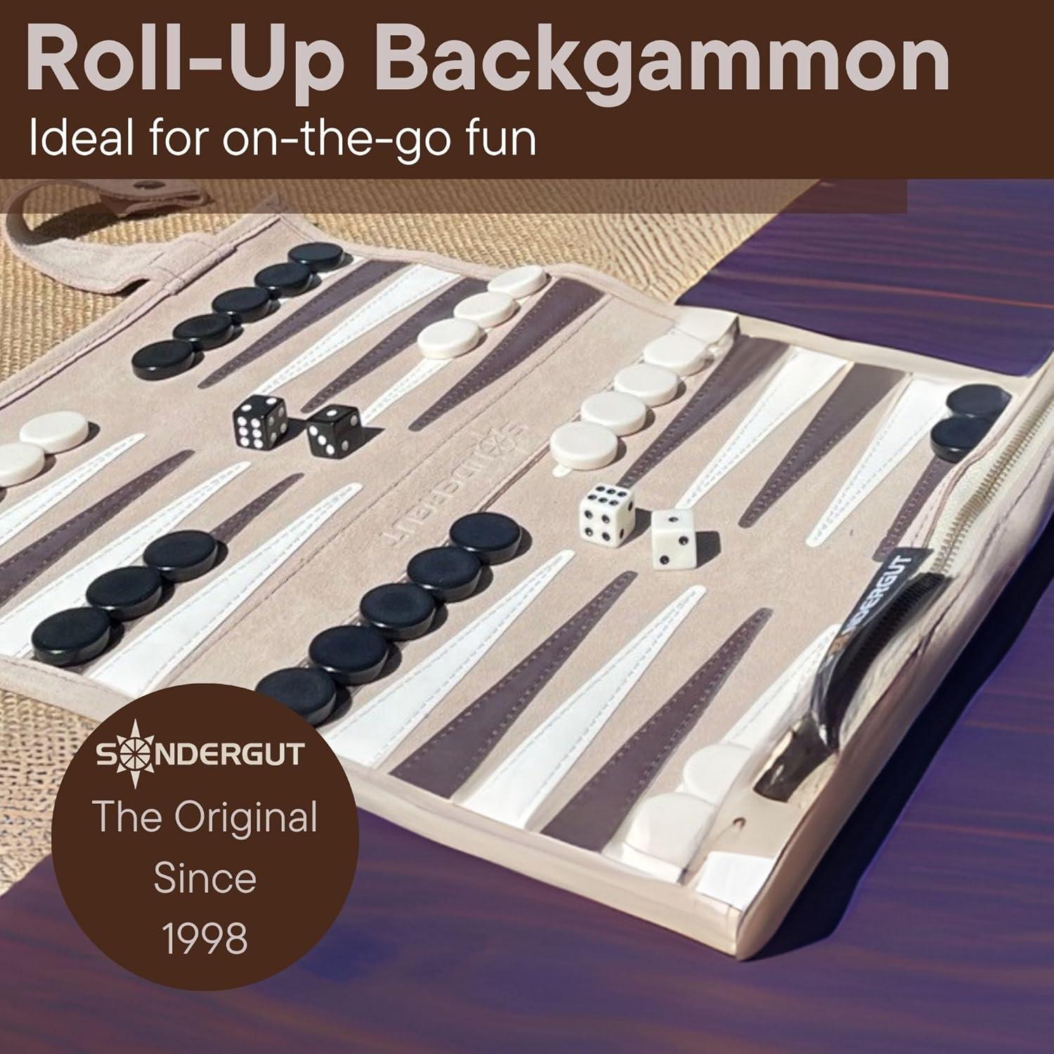 Juego de viaje Backgammon de cuero genuino Sondergut 25x34cm