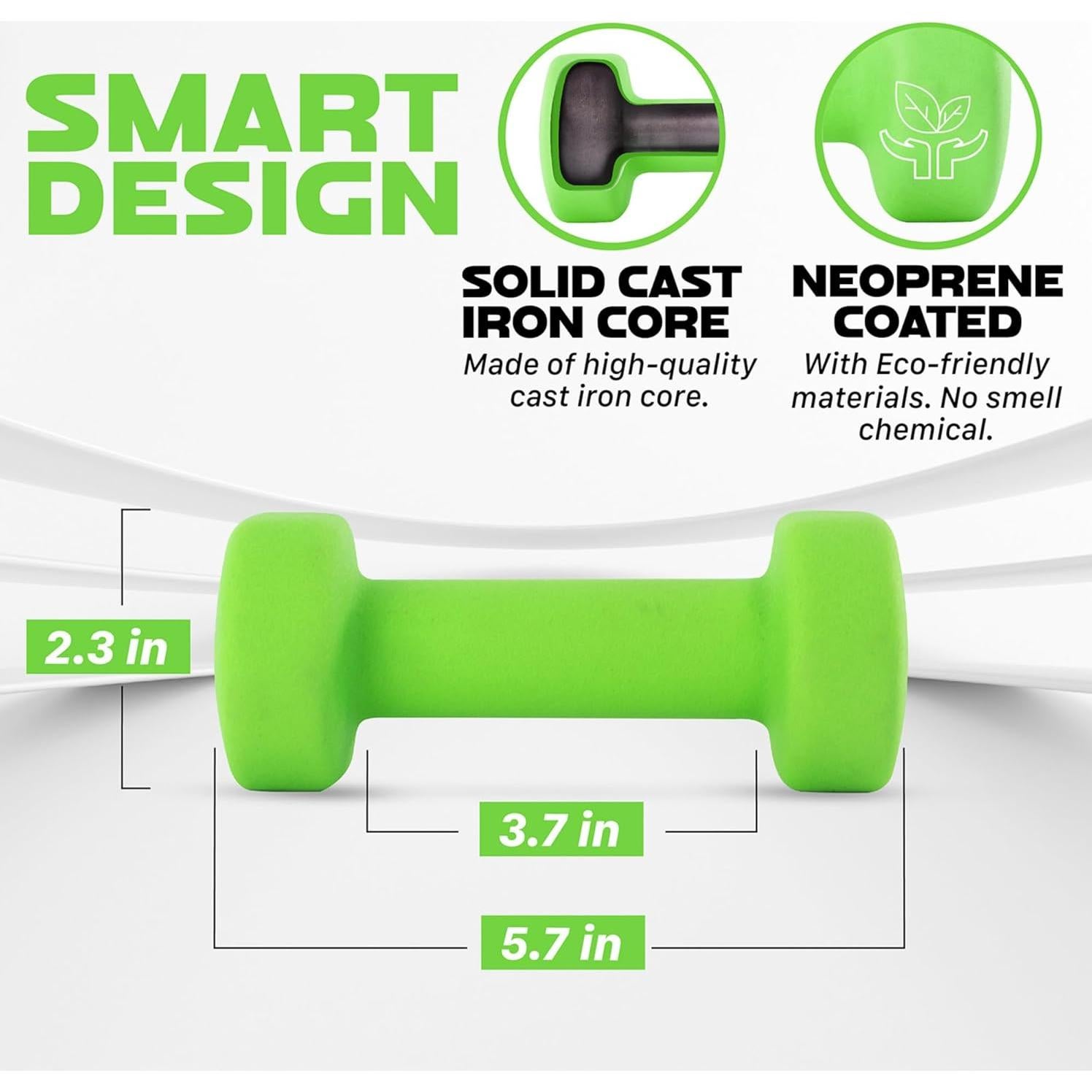 Pesas de Mano Neopreno Yes4All 1.36kg Par Antideslizantes