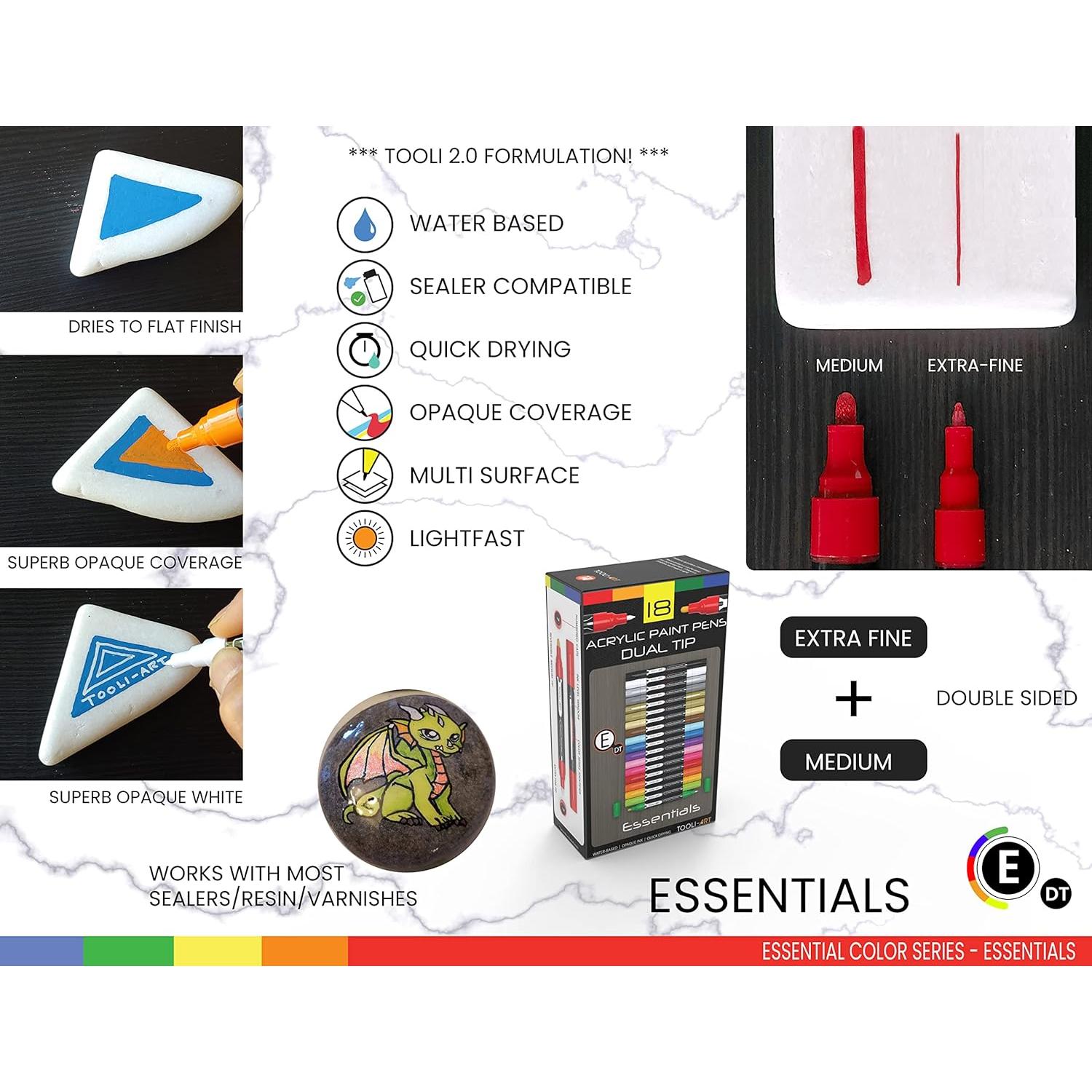 Marcadores Acrílicos TOOLI-ART 18 Colores Doble Cara Multi-Superficie