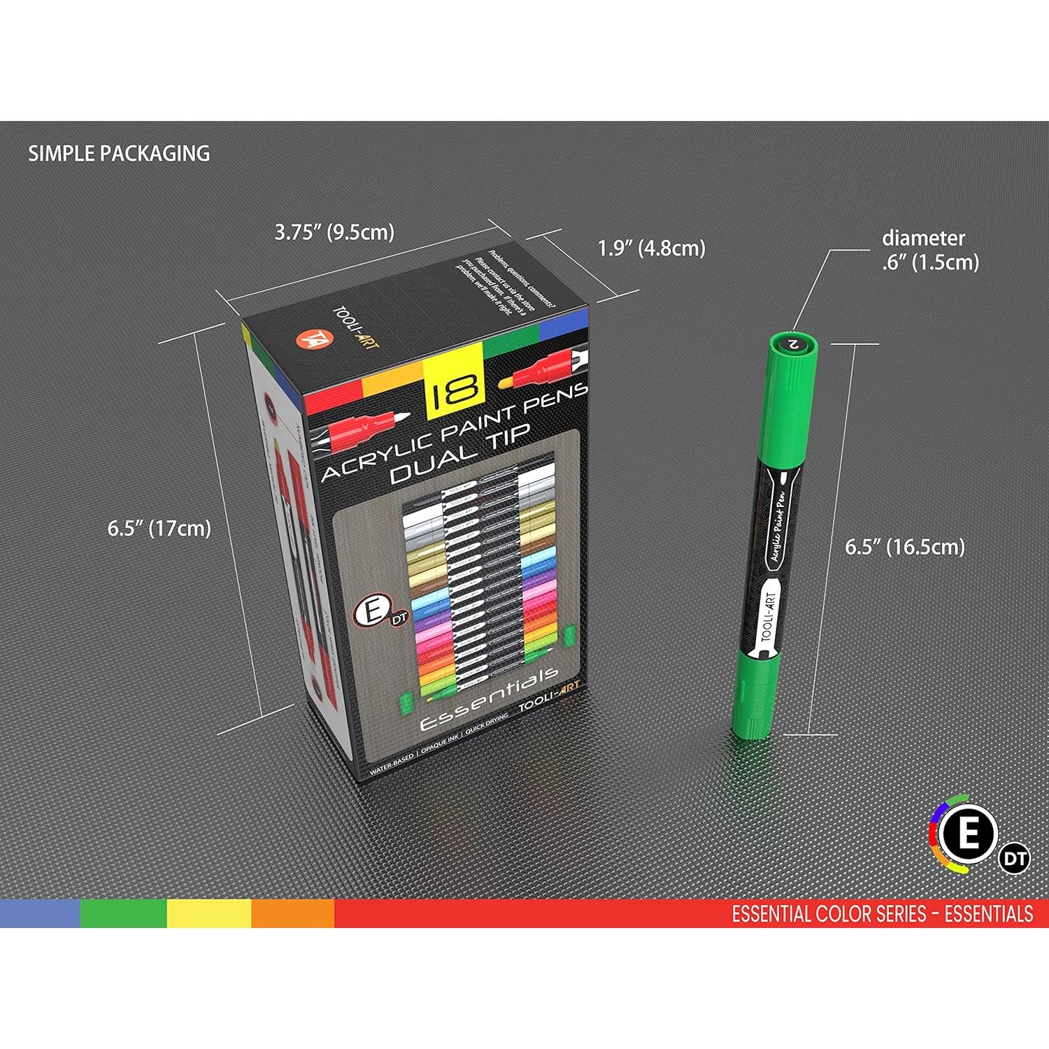 Marcadores Acrílicos TOOLI-ART 18 Colores Doble Cara Multi-Superficie