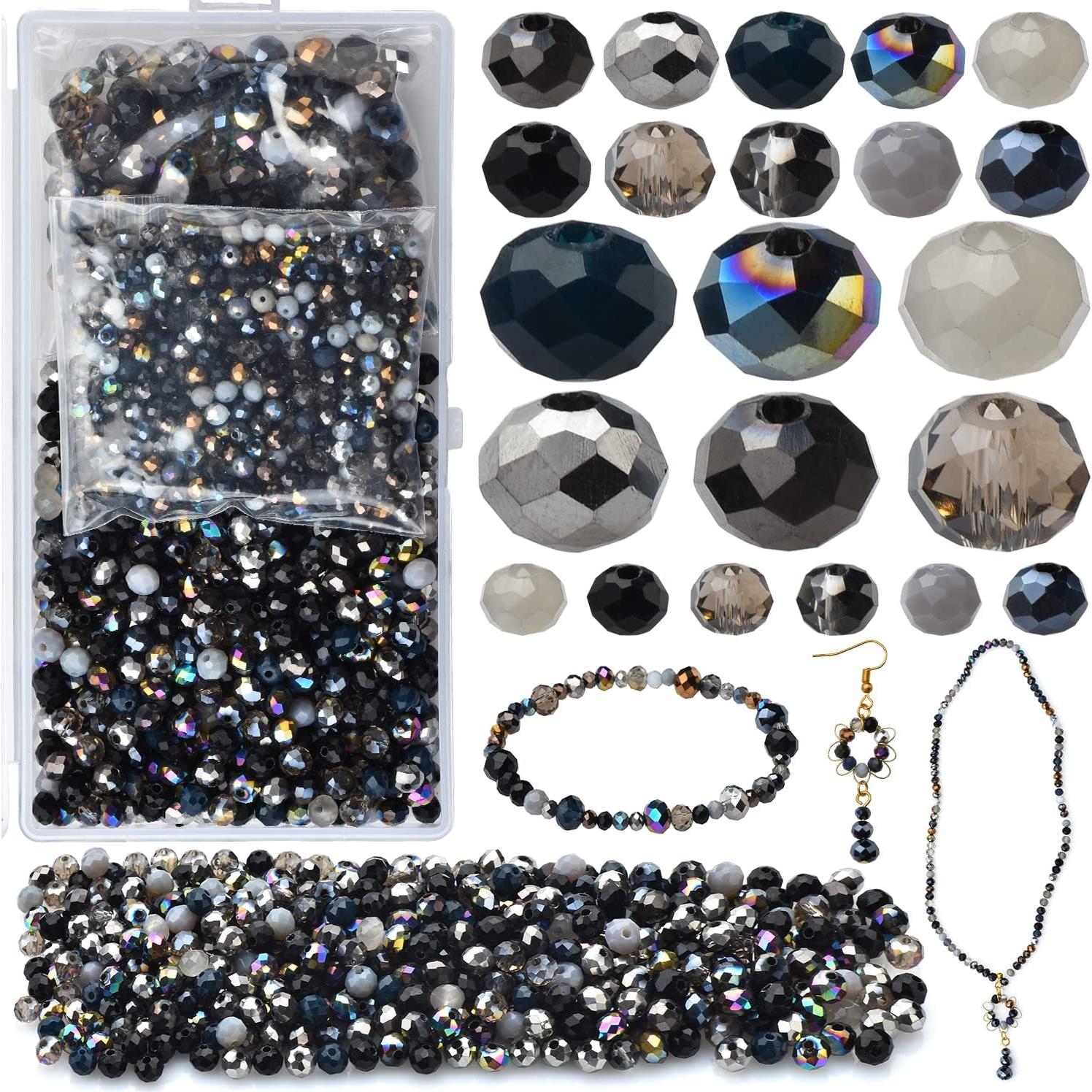 1000 Perlas de Cristal Vidrio KINGSHINE 4/6/8mm Negro