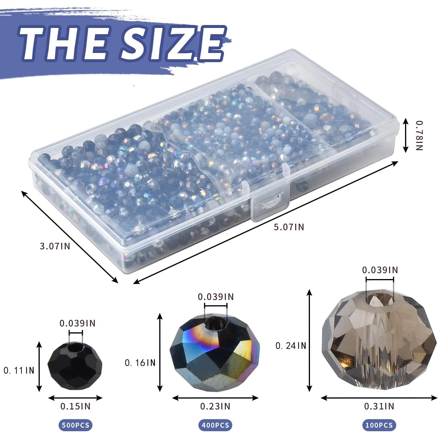 1000 Perlas de Cristal Vidrio KINGSHINE 4/6/8mm Negro