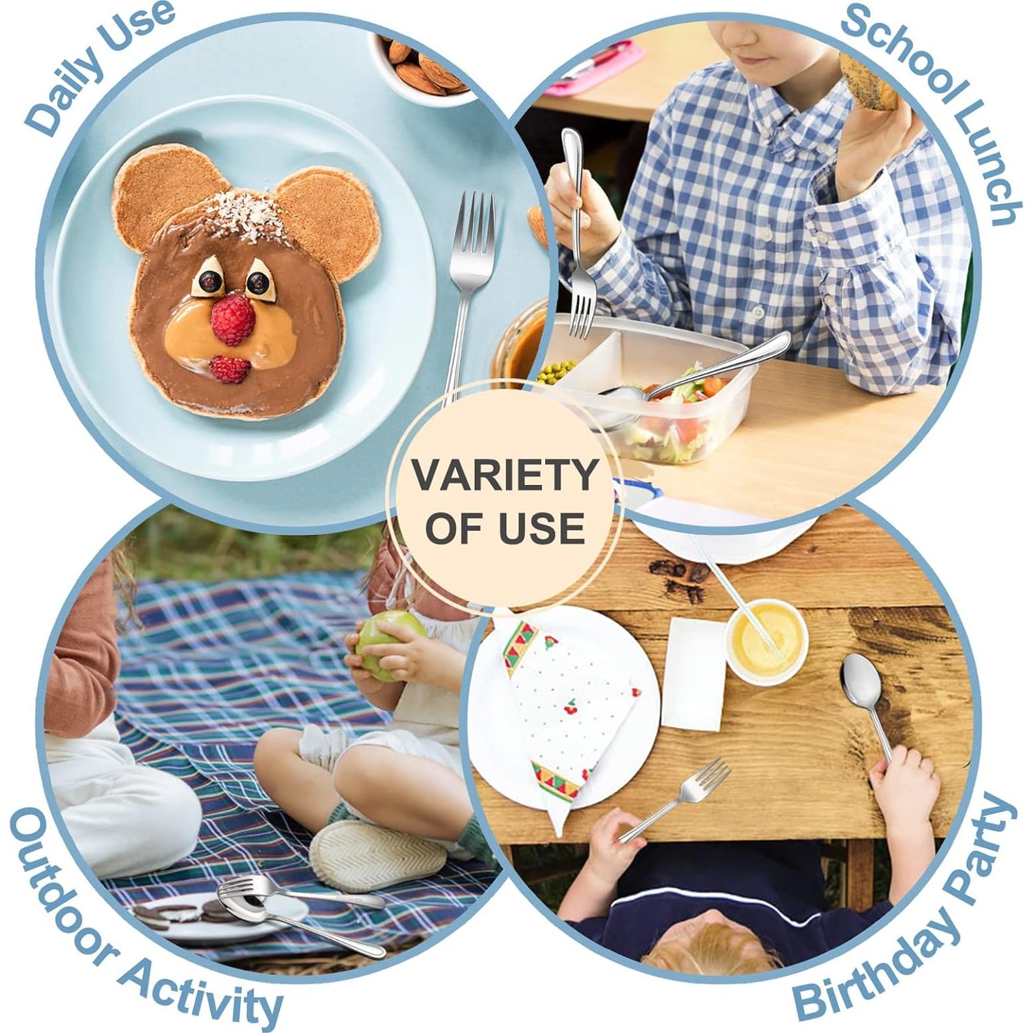 Juego de Cubiertos para Niños TeamFar - 6 Piezas Acero Inoxidable