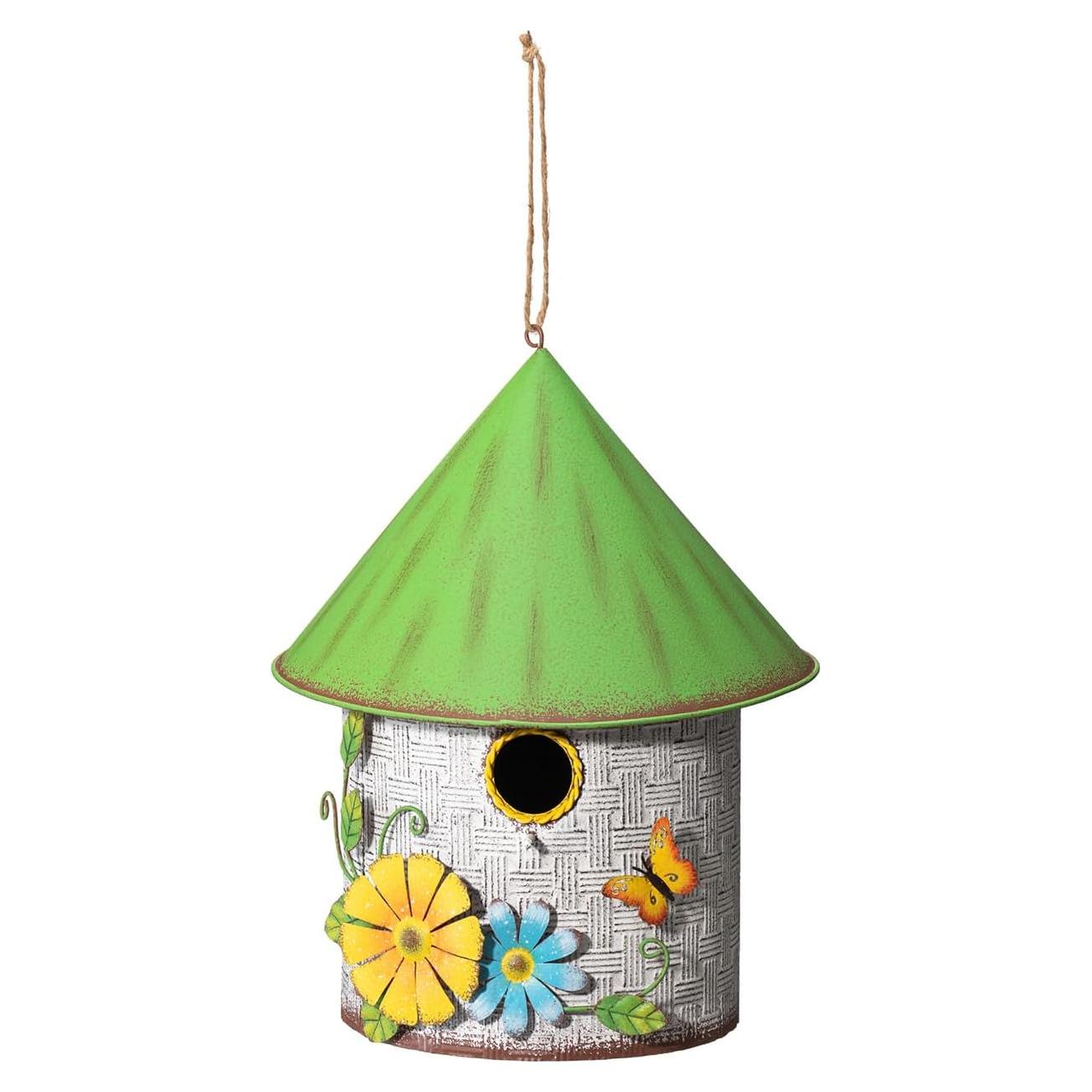 Casa de Pájaro Decorativa Glitzhome 28 cm Metal 3D Jardín