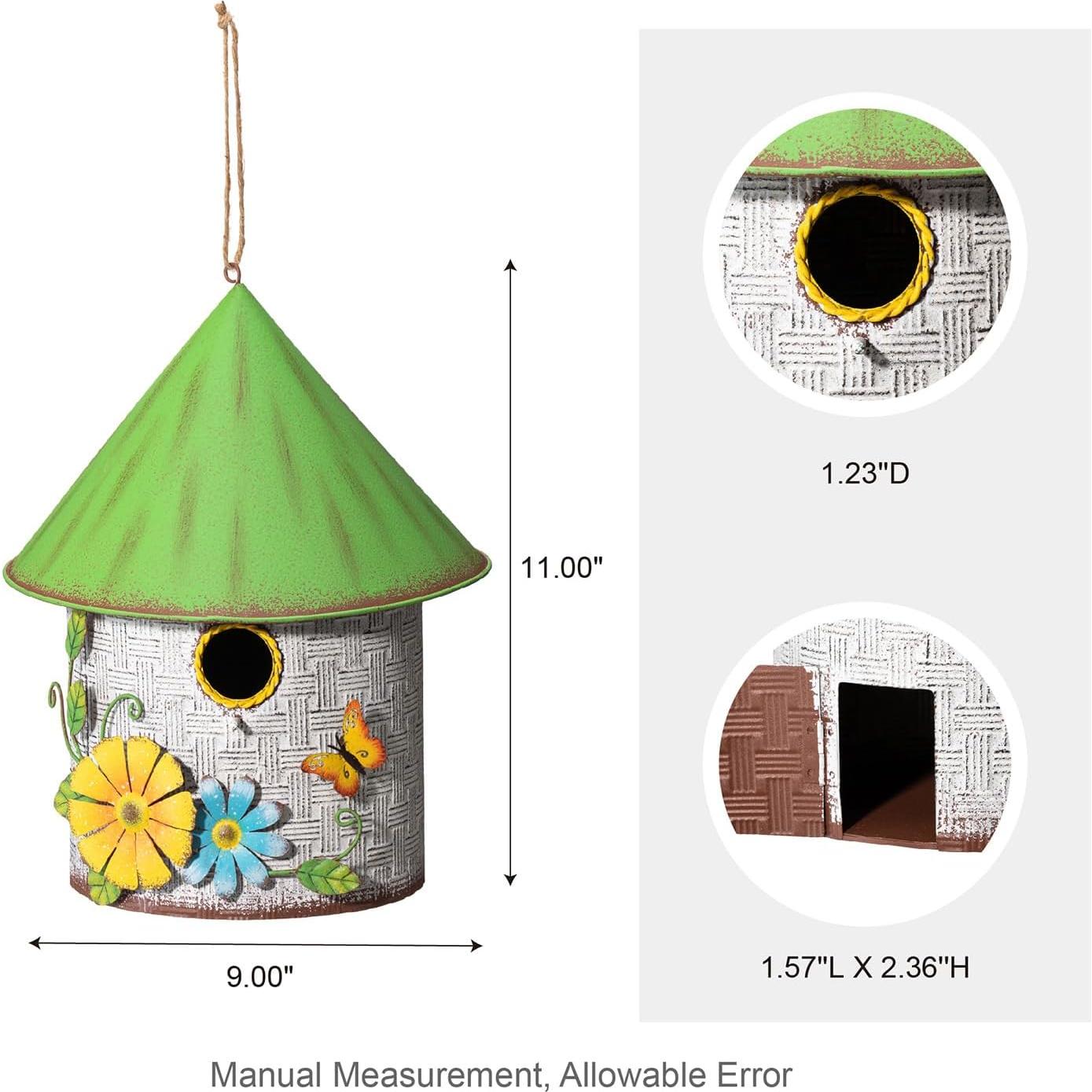 Casa de Pájaro Decorativa Glitzhome 28 cm Metal 3D Jardín