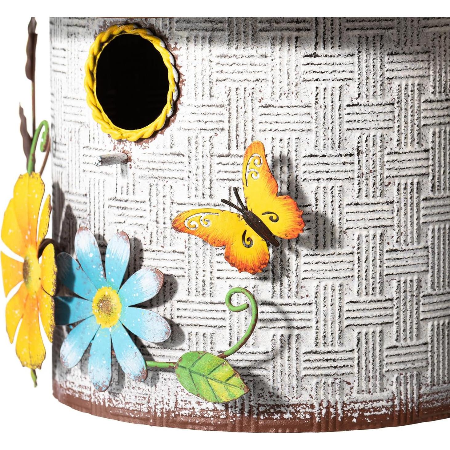Casa de Pájaro Decorativa Glitzhome 28 cm Metal 3D Jardín