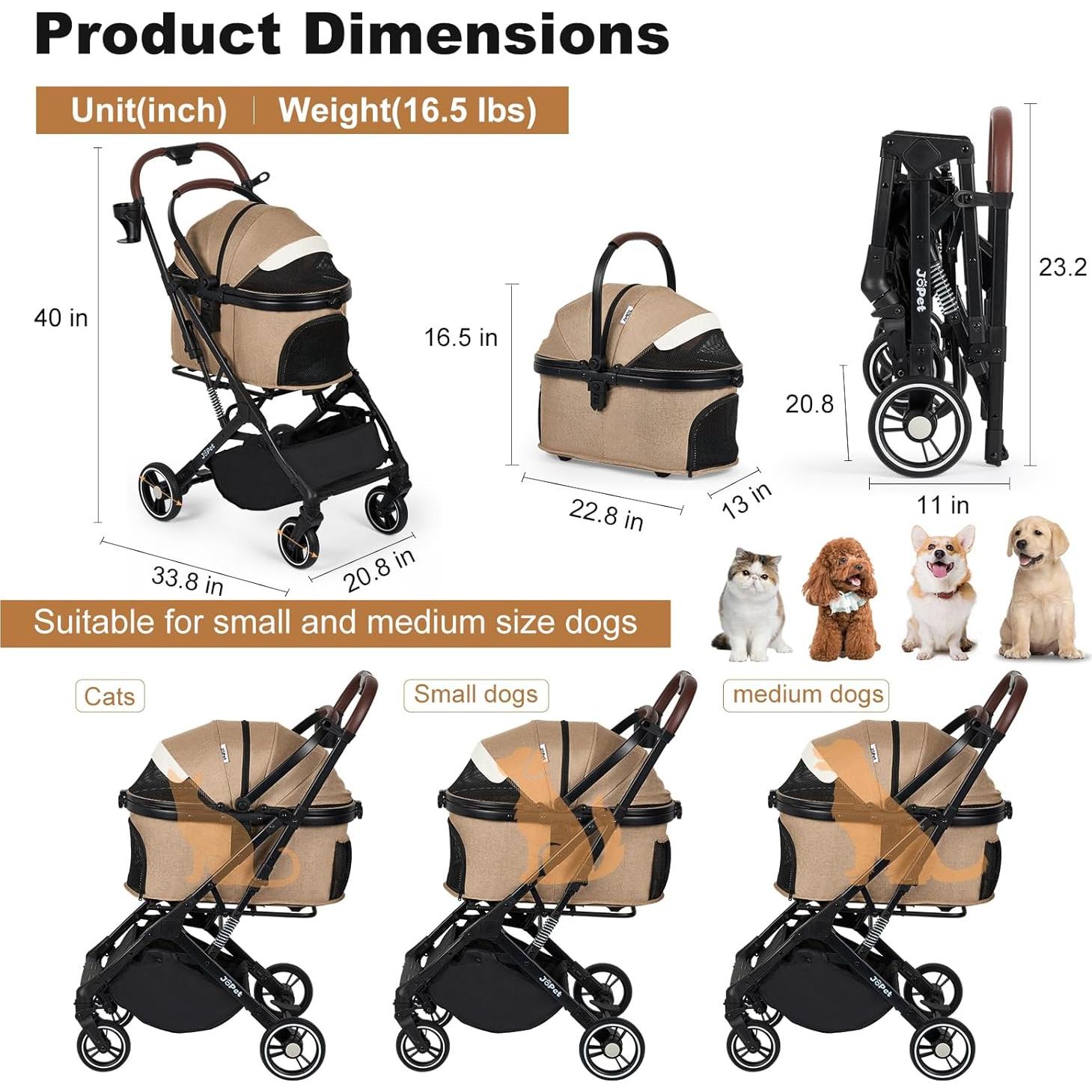 Carrito para Mascotas JoPet PS-BF01-B Plegable Aluminio 20kg