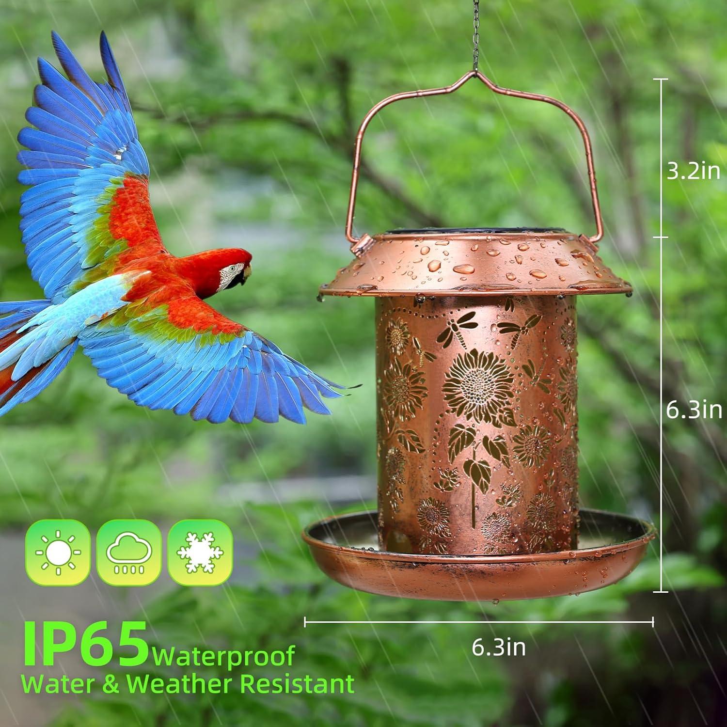 Comedero de Aves Solares WACLSTDAY Colibrí Metal Cobre Rojo