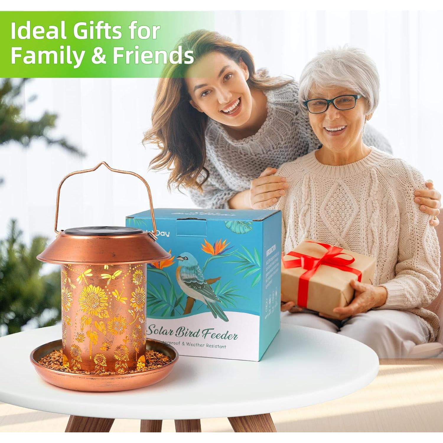 Comedero de Aves Solares WACLSTDAY Colibrí Metal Cobre Rojo