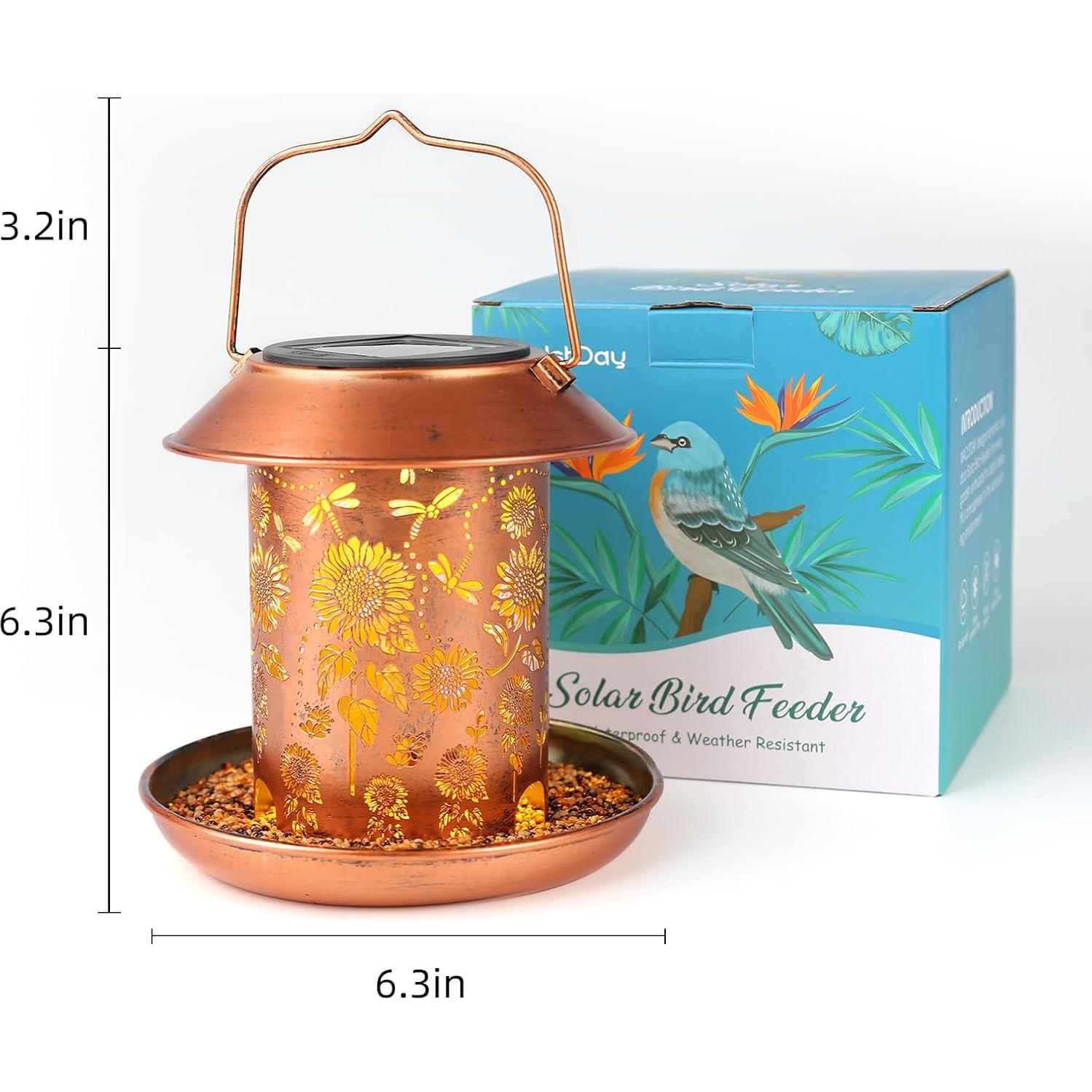 Comedero de Aves Solares WACLSTDAY Colibrí Metal Cobre Rojo