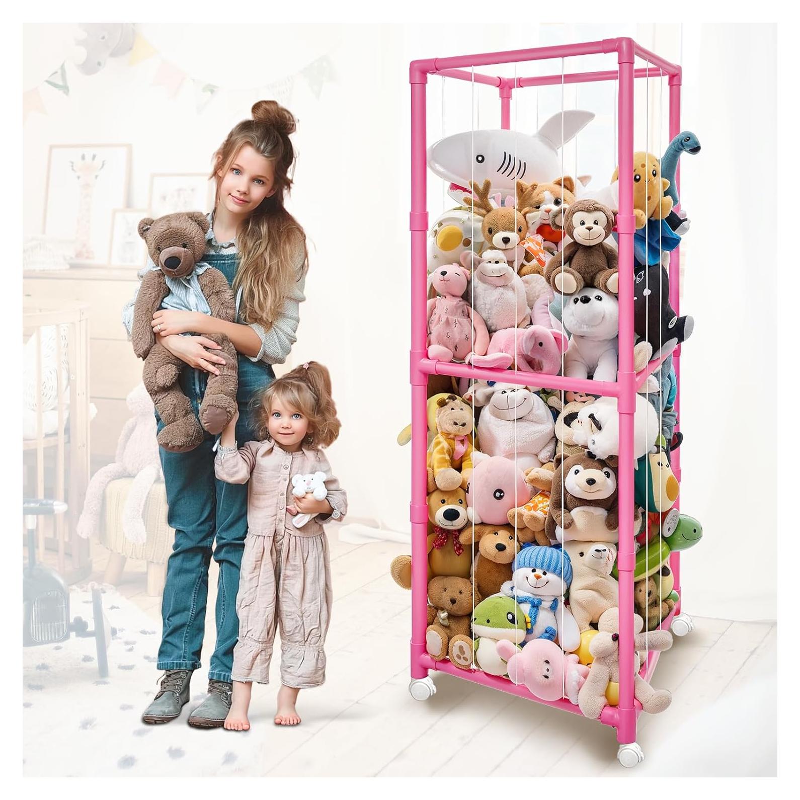 Organizador de Peluches Rosa Megapuxin 170 cm con Ruedas