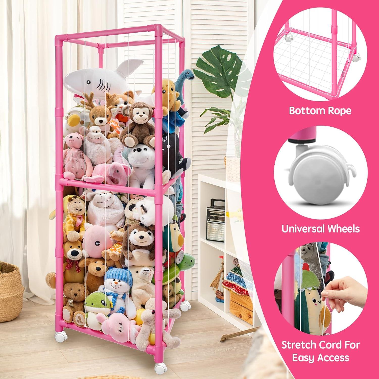 Organizador de Peluches Rosa Megapuxin 170 cm con Ruedas