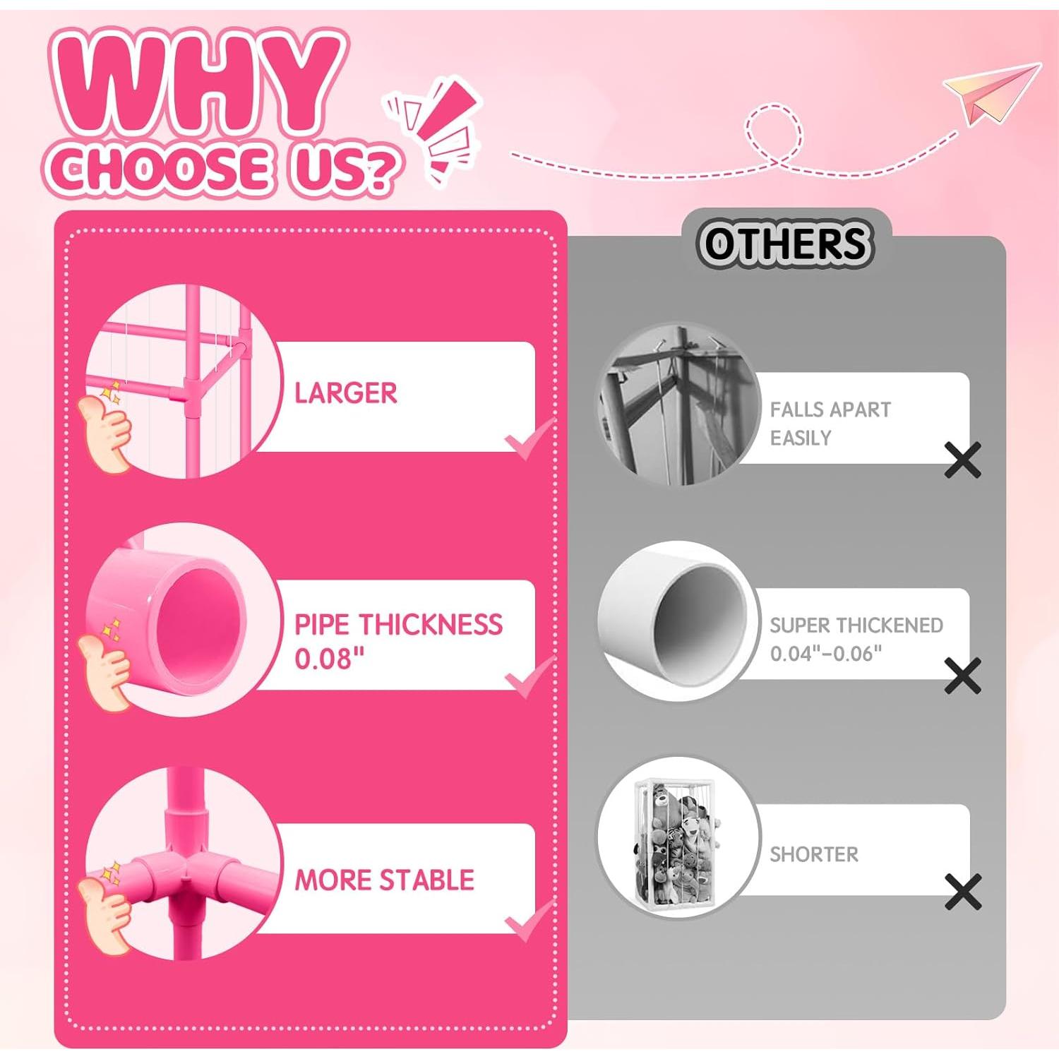 Organizador de Peluches Rosa Megapuxin 170 cm con Ruedas