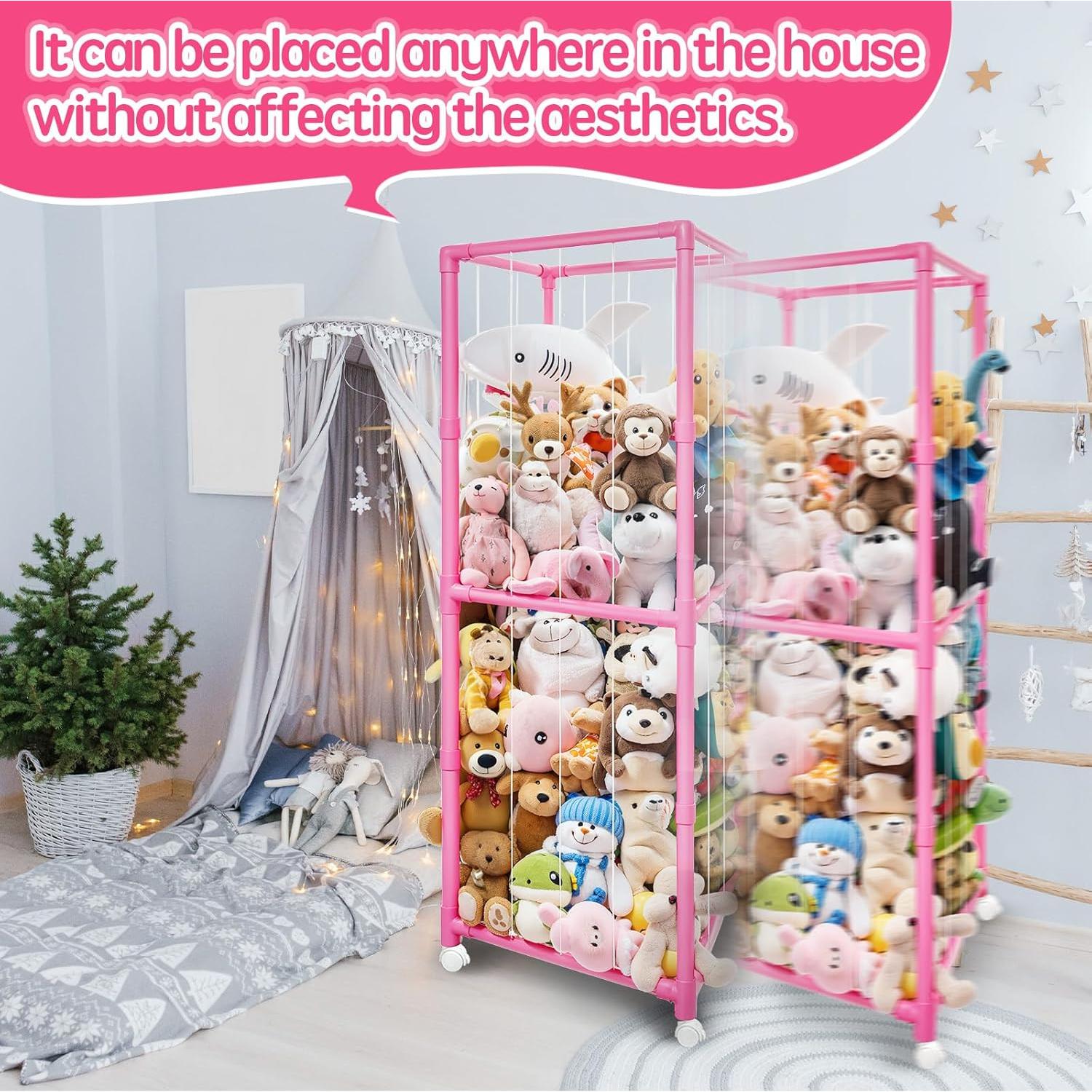 Organizador de Peluches Rosa Megapuxin 170 cm con Ruedas