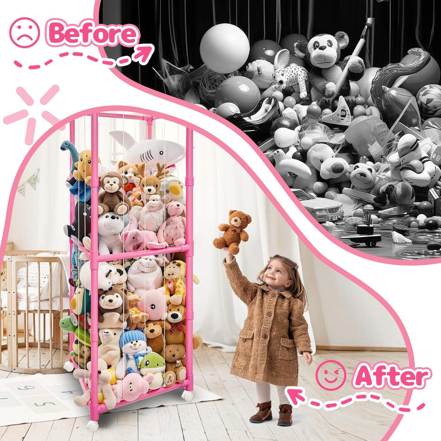 Organizador de Peluches Rosa Megapuxin 170 cm con Ruedas
