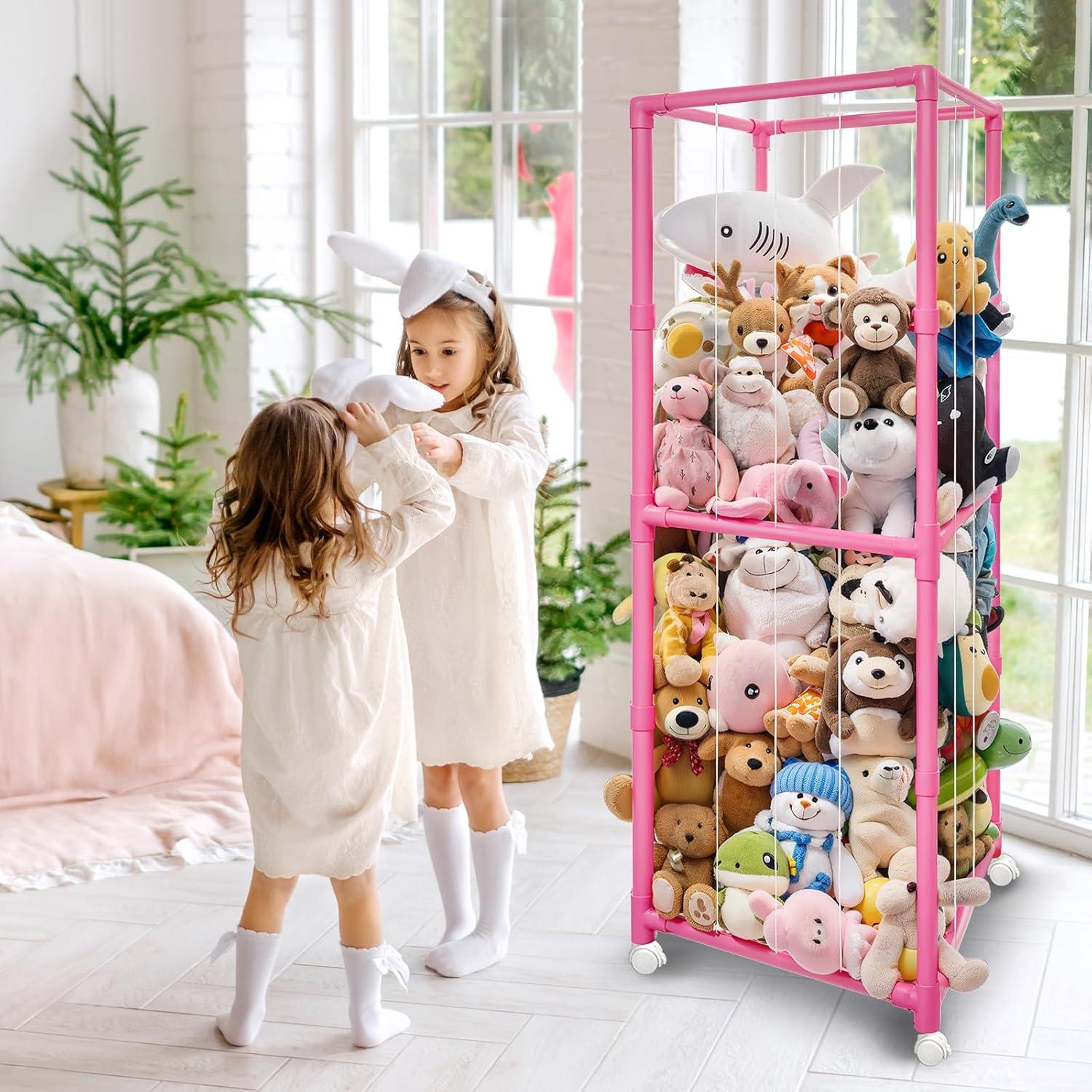 Organizador de Peluches Rosa Megapuxin 170 cm con Ruedas
