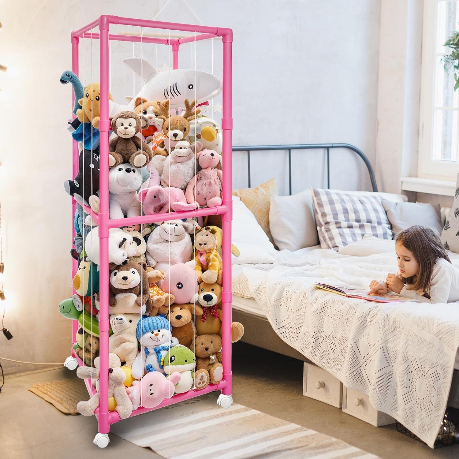 Organizador de Peluches Rosa Megapuxin 170 cm con Ruedas