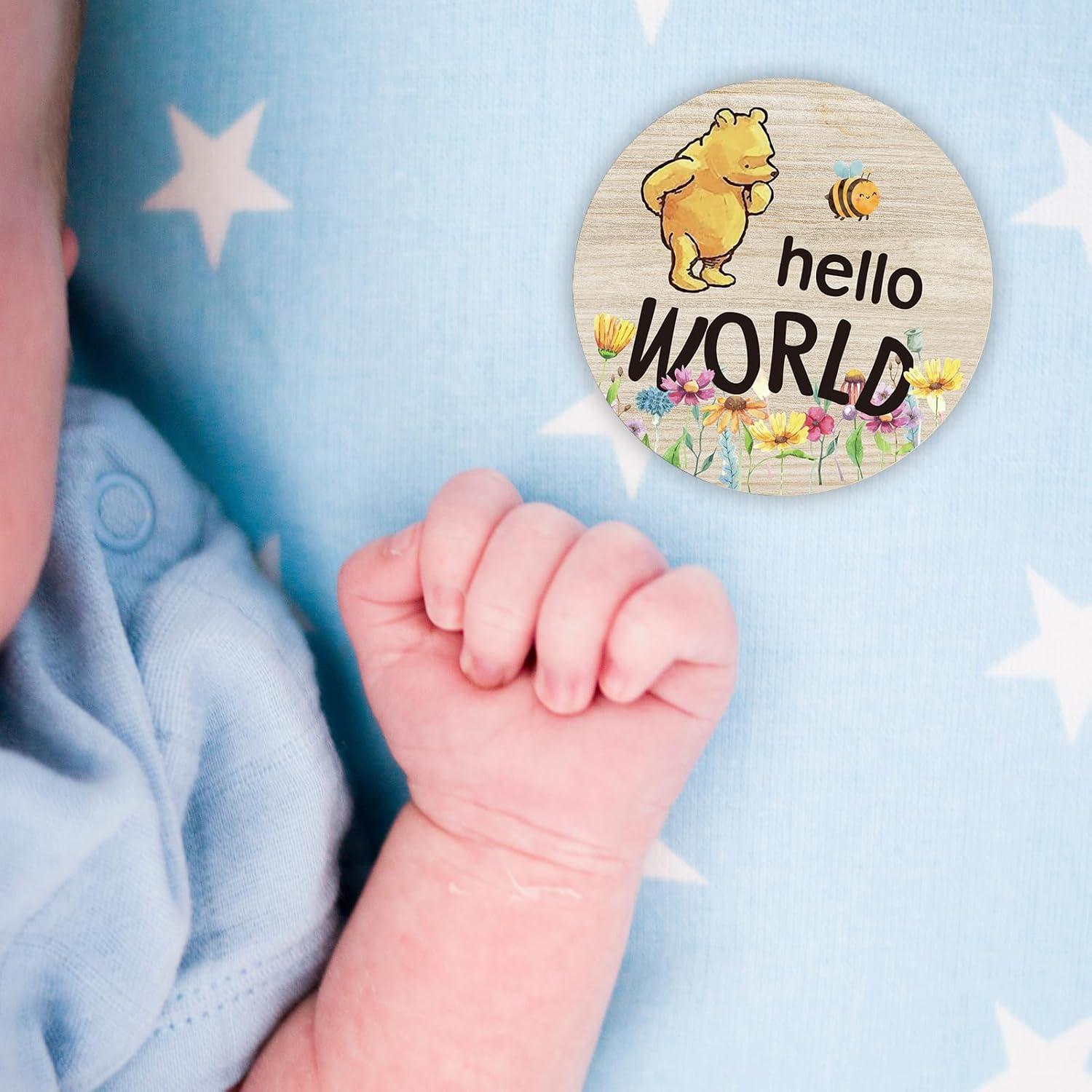 Tarjetas de Hito Mensual de Madera Winnie - 7 Piezas Reutilizables