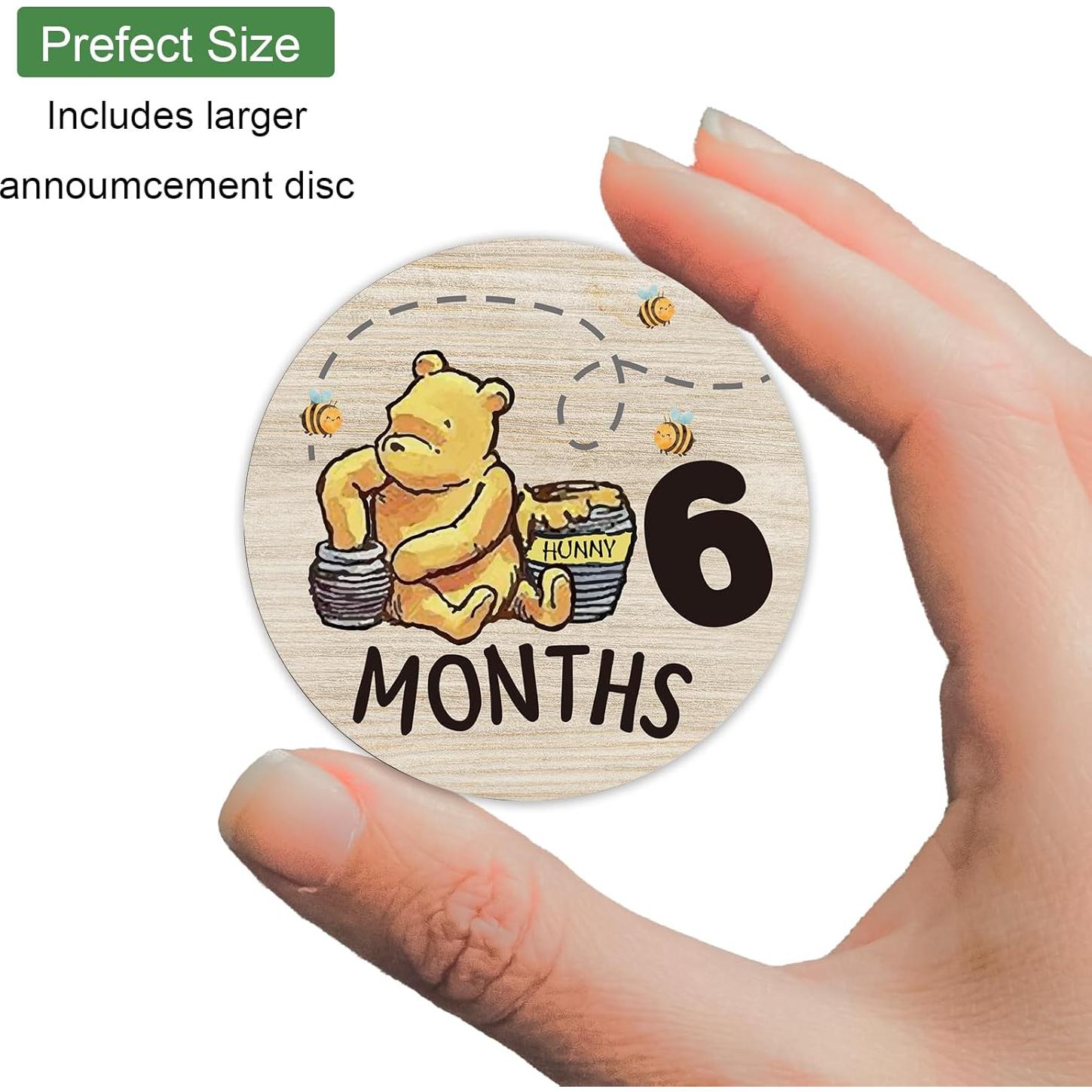 Tarjetas de Hito Mensual de Madera Winnie - 7 Piezas Reutilizables