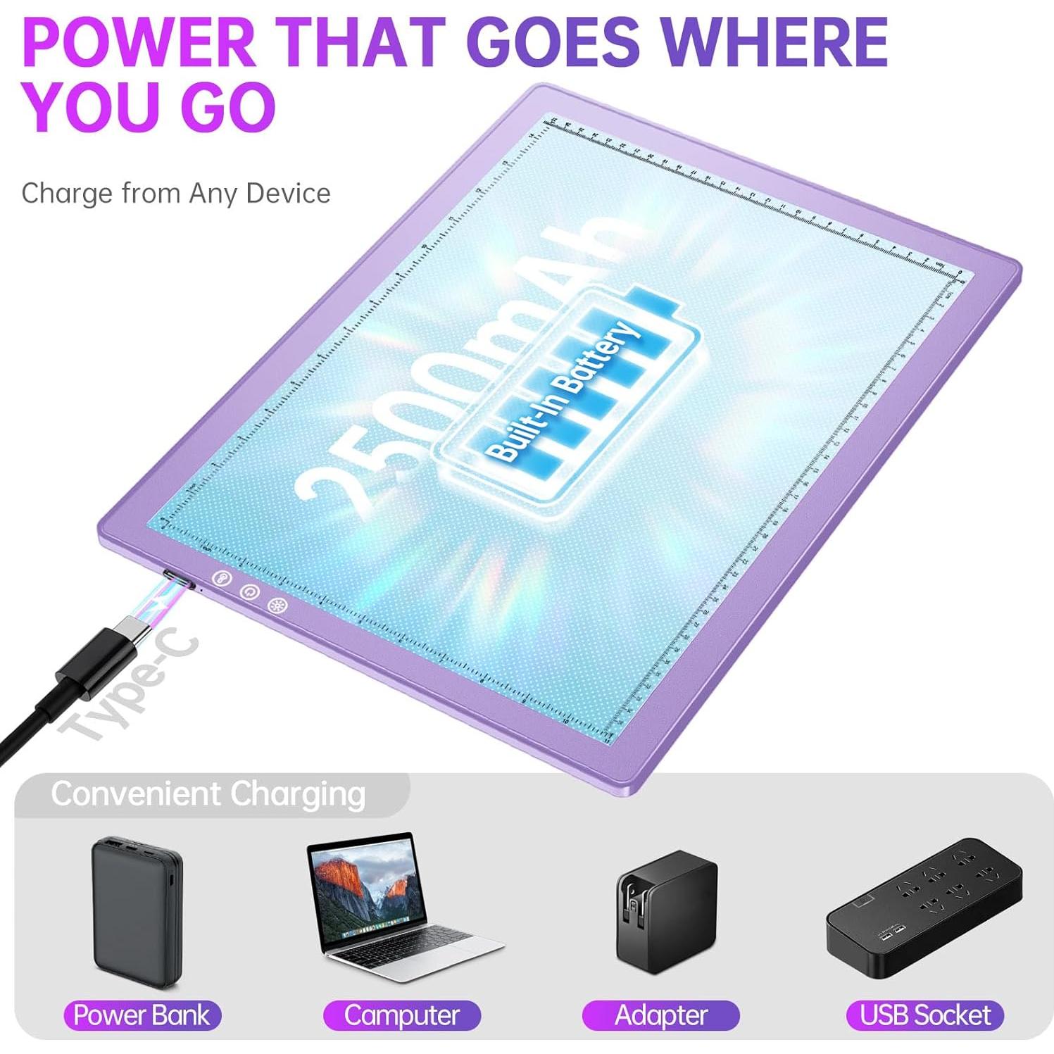 Caja de Luz LED Recargable A3 ZEXALIGHT 2500mAh 8 Niveles