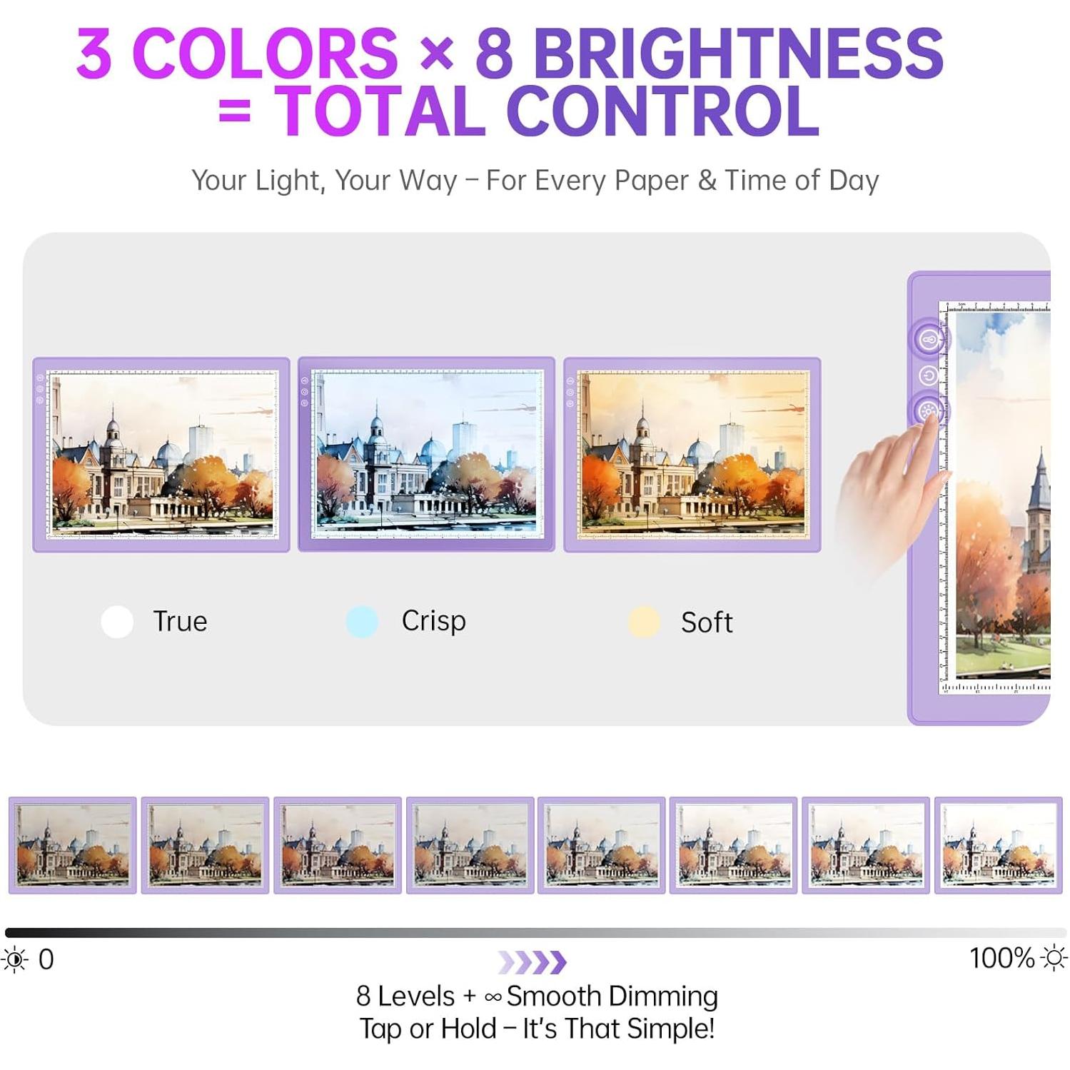 Caja de Luz LED Recargable A3 ZEXALIGHT 2500mAh 8 Niveles