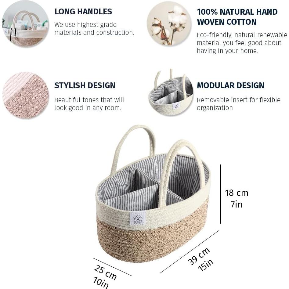 Caddy para Pañales OrganiHaus Marrón 17L con Divisores