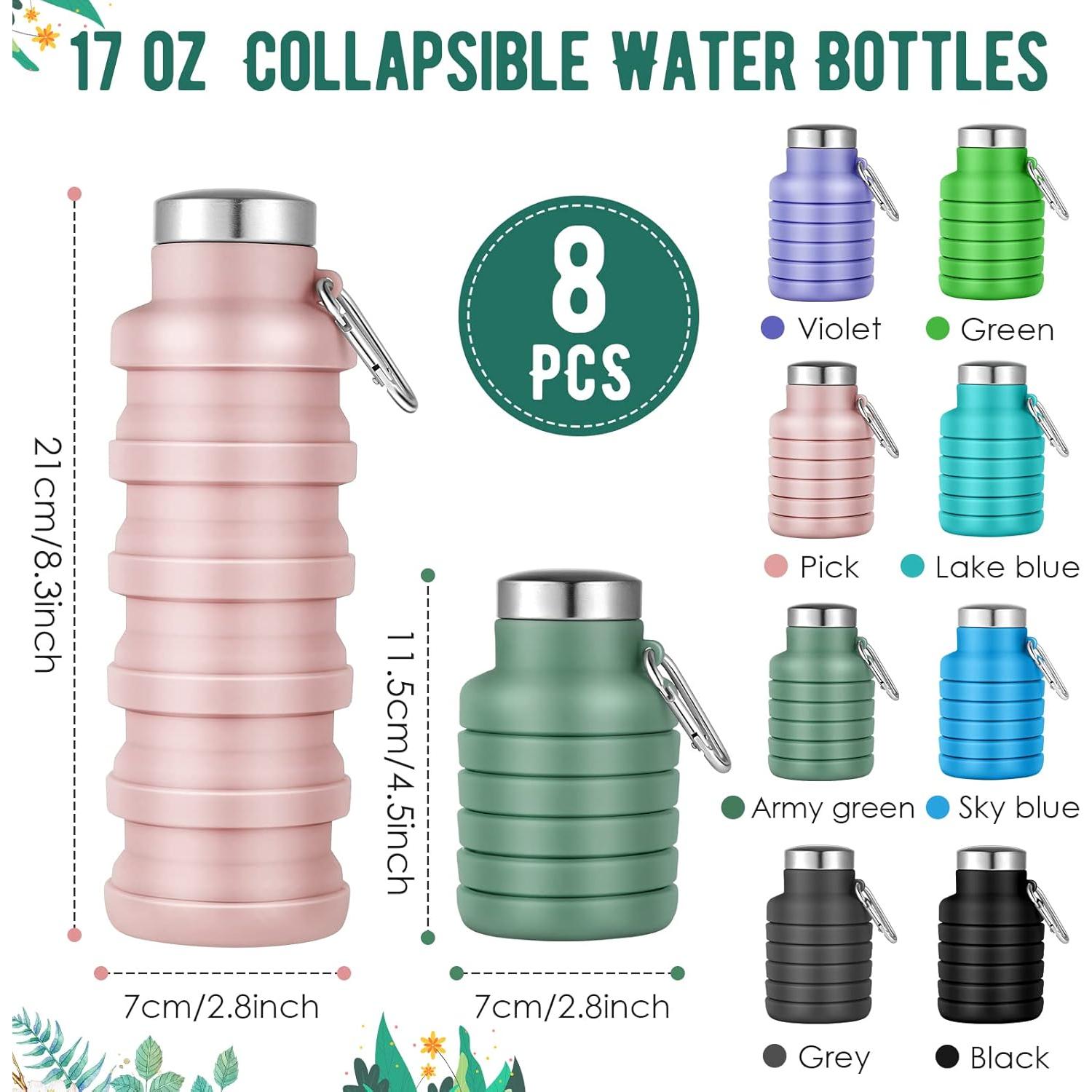 8 Botellas de Agua Plegables Lallisa 500 ml Silicona Multicolor