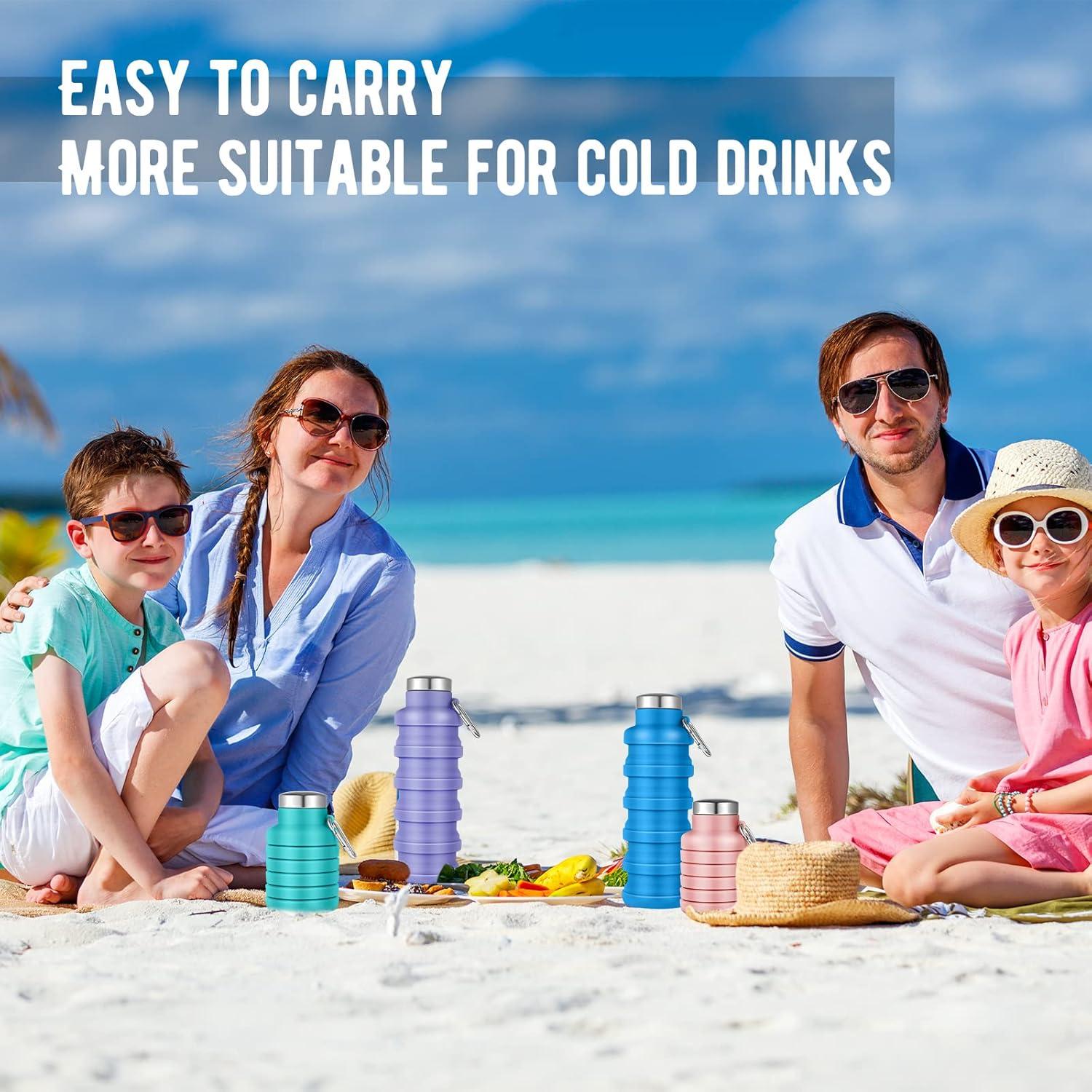 8 Botellas de Agua Plegables Lallisa 500 ml Silicona Multicolor