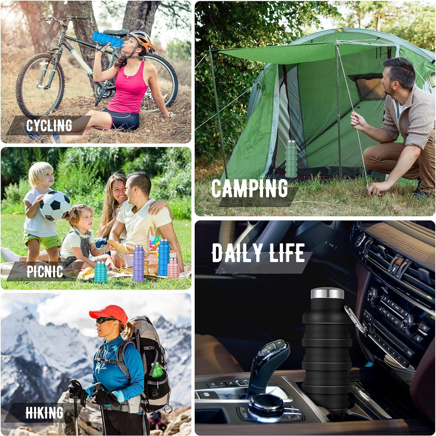 8 Botellas de Agua Plegables Lallisa 500 ml Silicona Multicolor