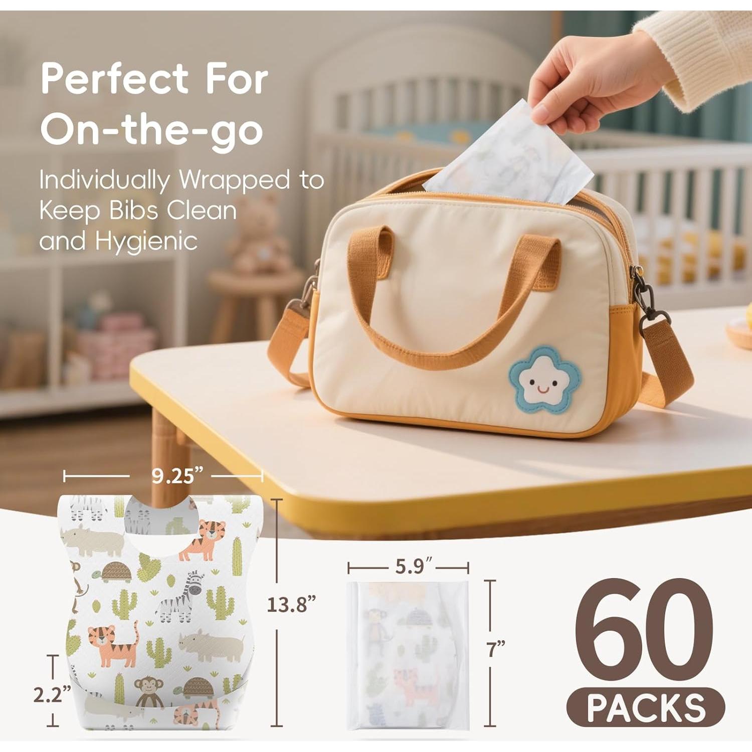 Baberos Desechables KIIS para Bebés - 60 Piezas Higiénicos