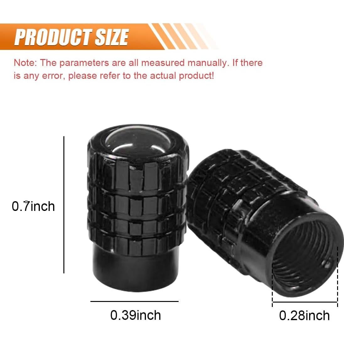 4 Tapones de Válvula de Neumático LHDOS Aluminio Negro