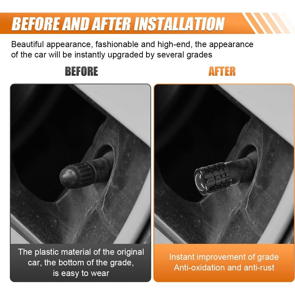 4 Tapones de Válvula de Neumático LHDOS Aluminio Negro