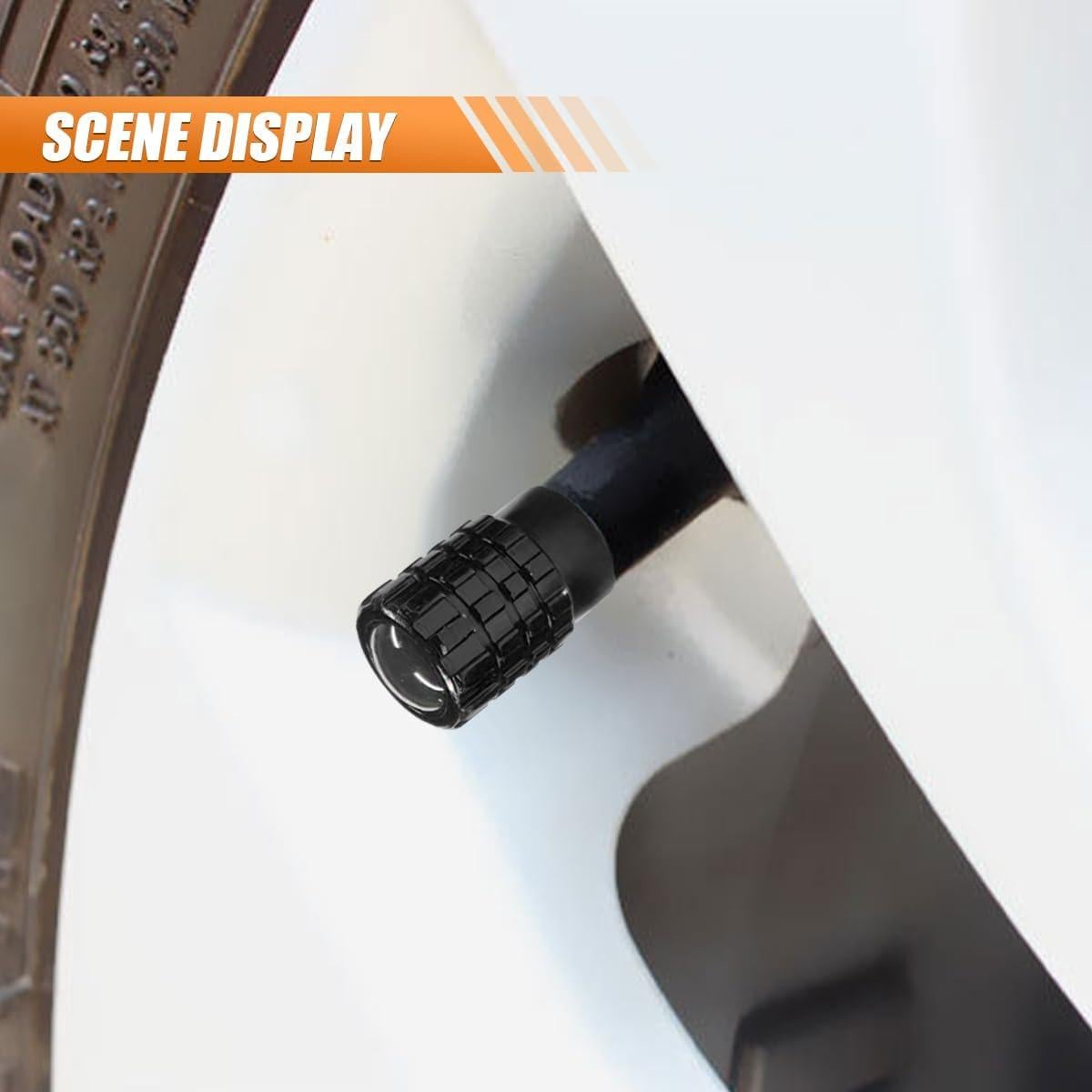 4 Tapones de Válvula de Neumático LHDOS Aluminio Negro