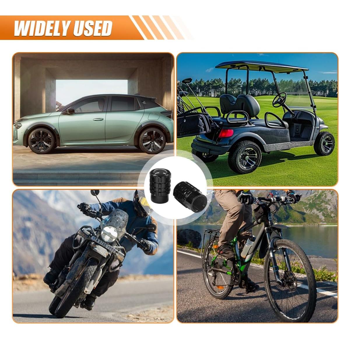 4 Tapones de Válvula de Neumático LHDOS Aluminio Negro