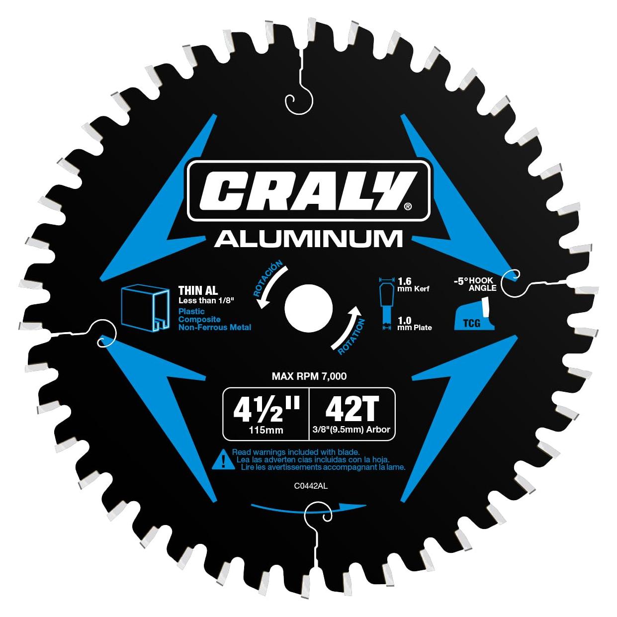 Hoja de Sierra Circular CRALY 11.43 cm 42 Dientes Aluminio