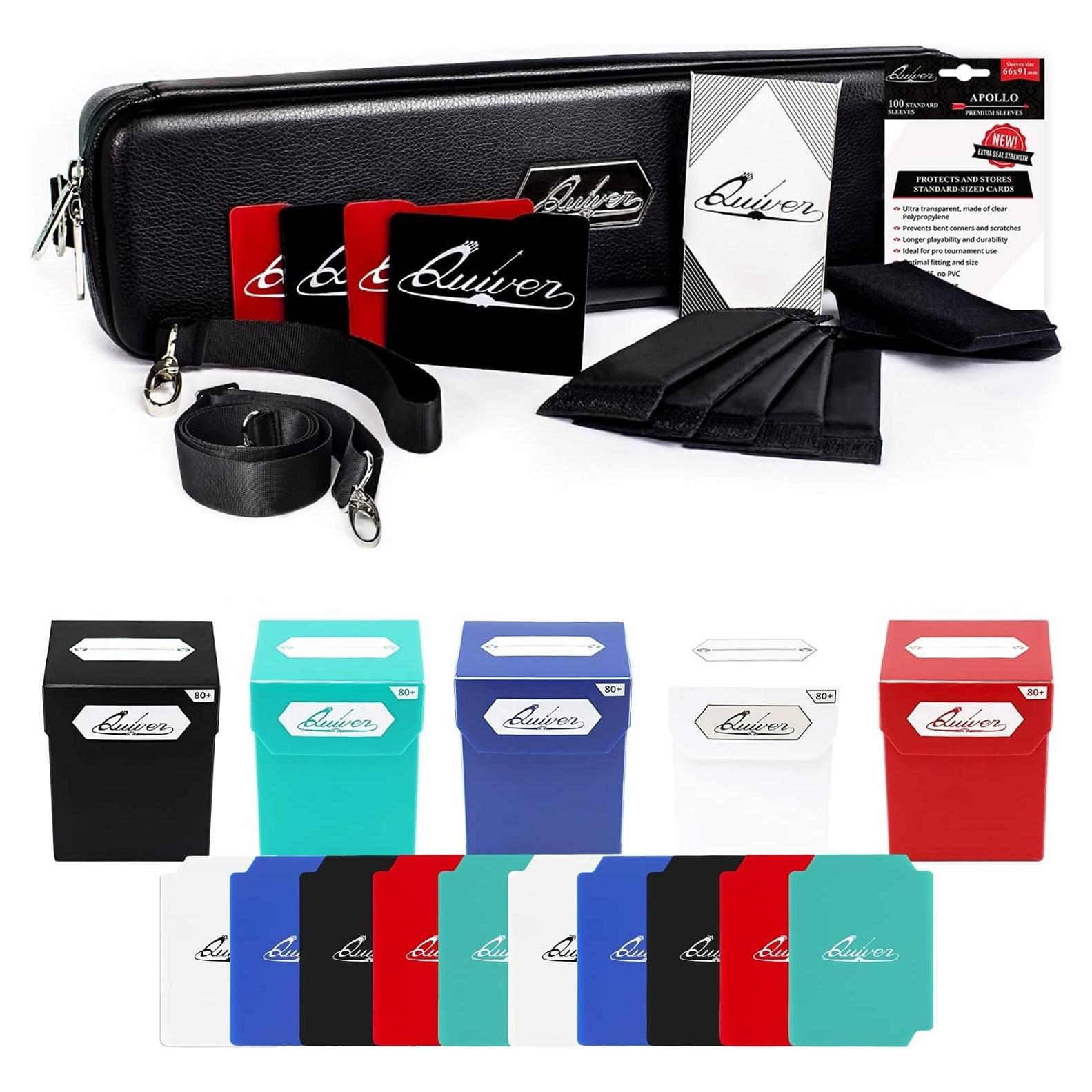 Estuche de Juego de Cartas Quiver Time Negro + 5 Bloques 80+