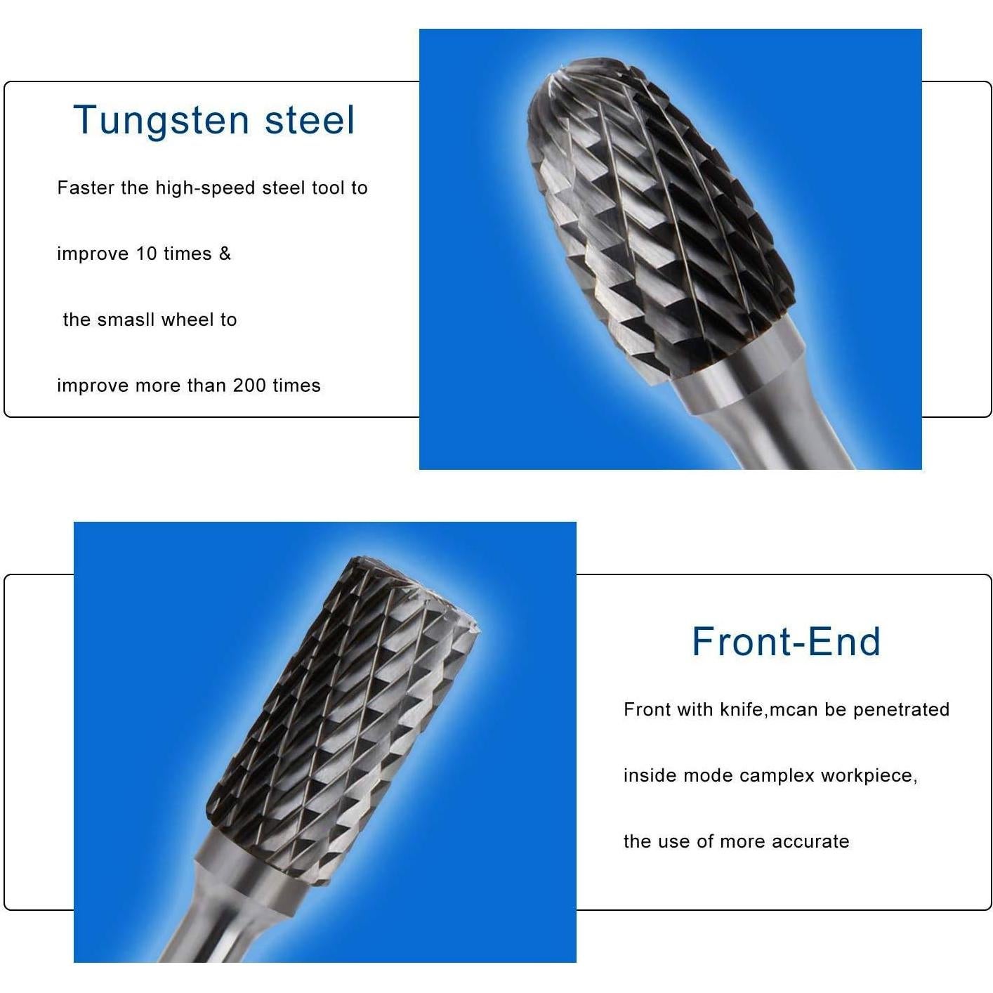 Juego de Fresas Rotativas ASNOMY 5PCS Carburo Doble Corte 10mm