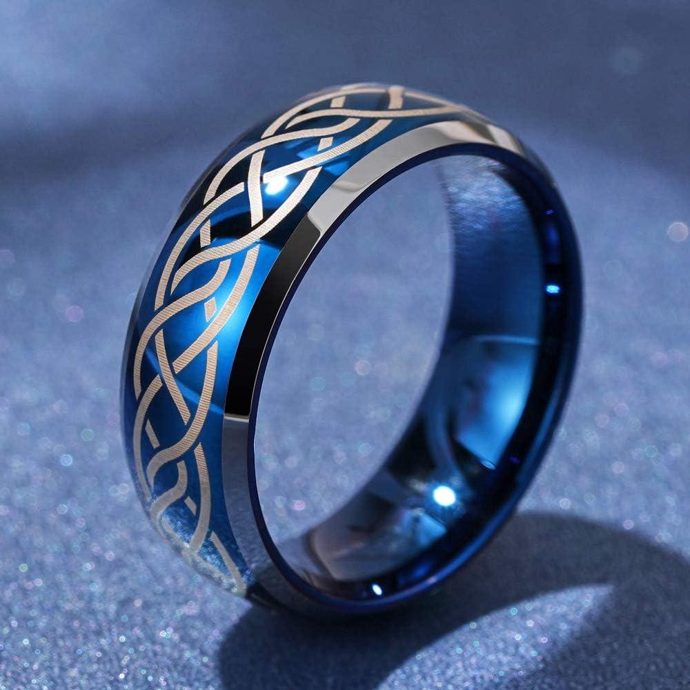 Anillo de Boda Tungsteno 6mm Azul Tres Claves Joyería