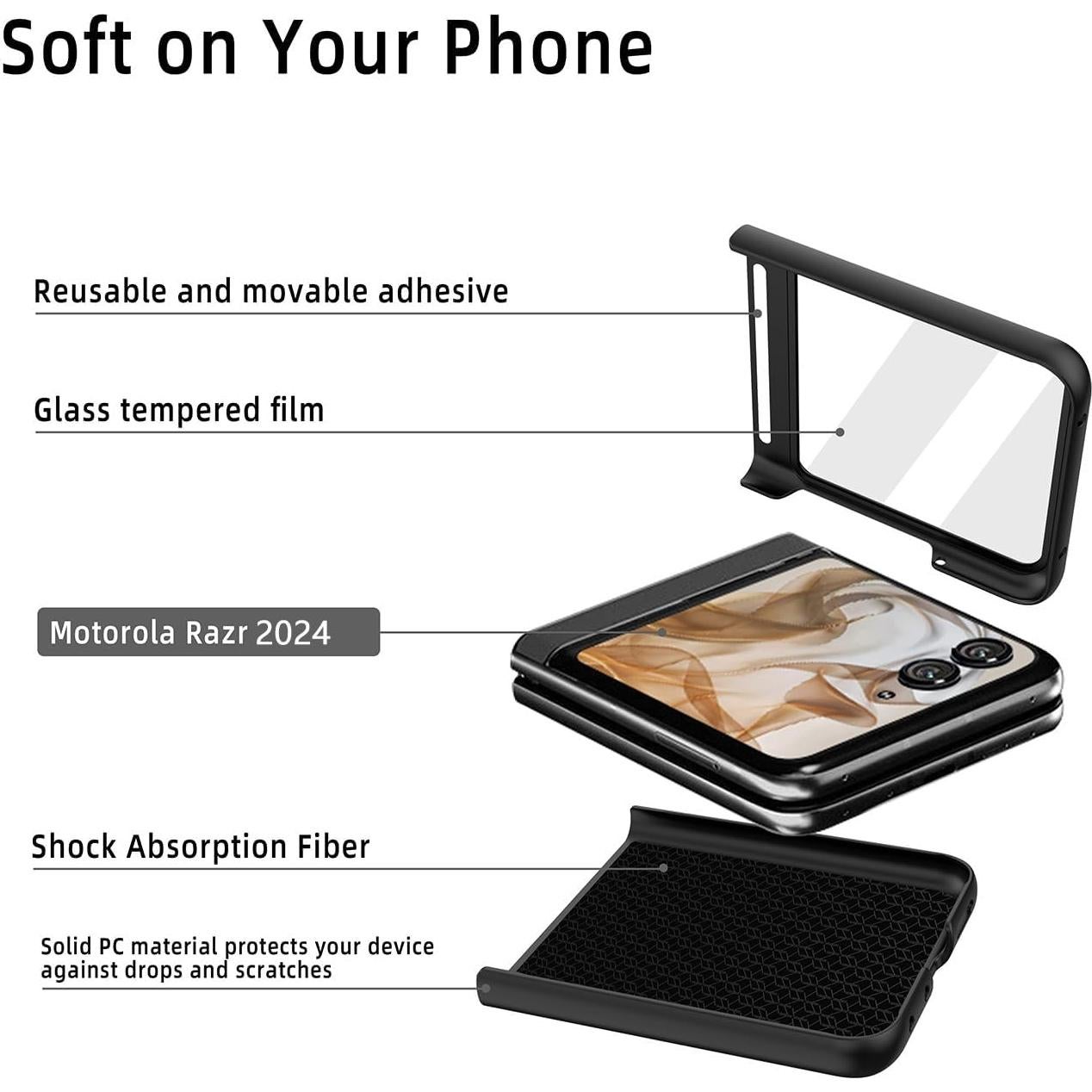 Funda Haeuorey para Motorola Razr 2024 con Soporte y Protector